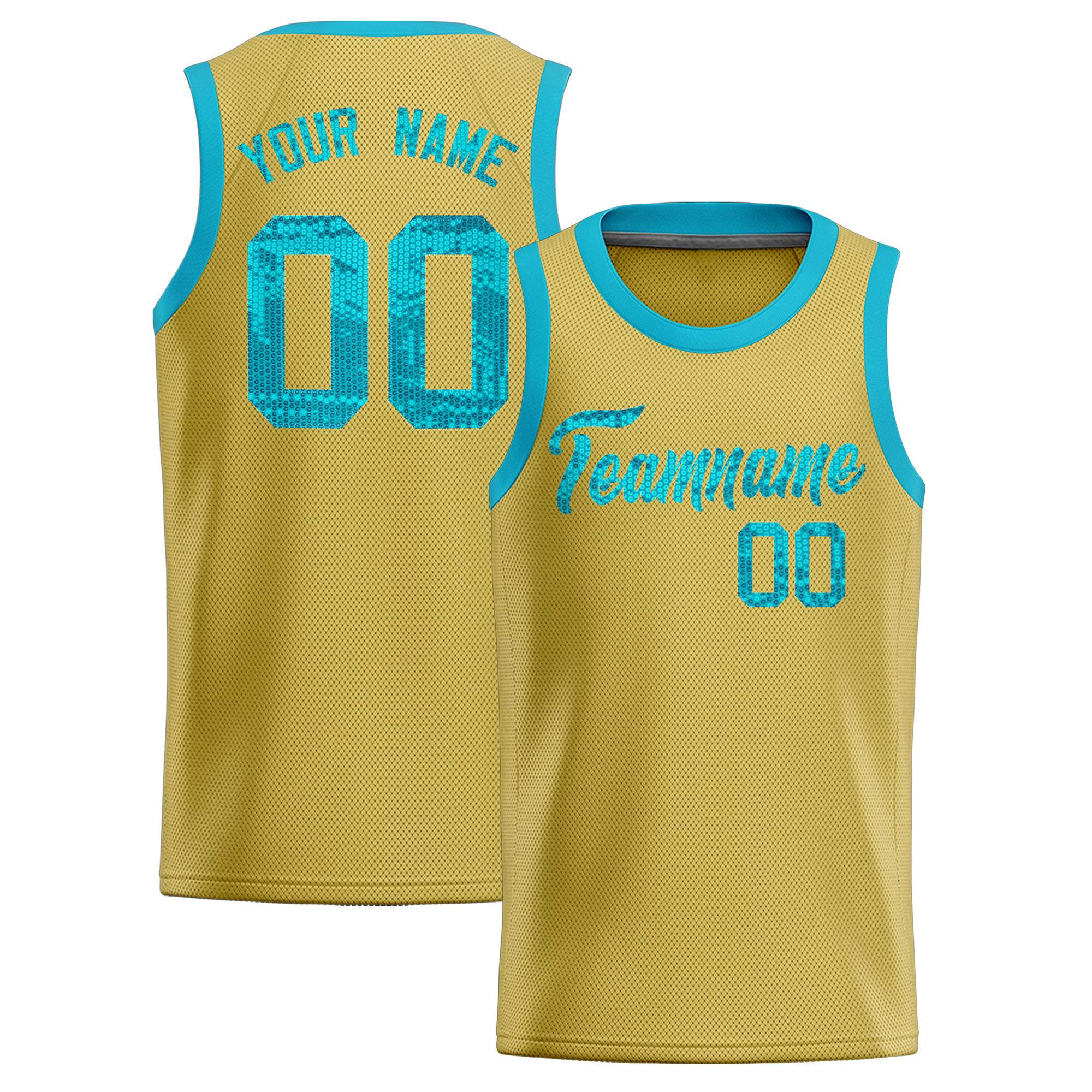 Custom Old Gold Sequined Tops Athletic Basketball Jersey|KXKSHOP
