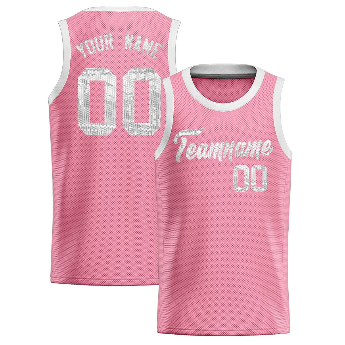Custom Light Pink Sequined Tops Athletic Basketball Jersey|KXKSHOP