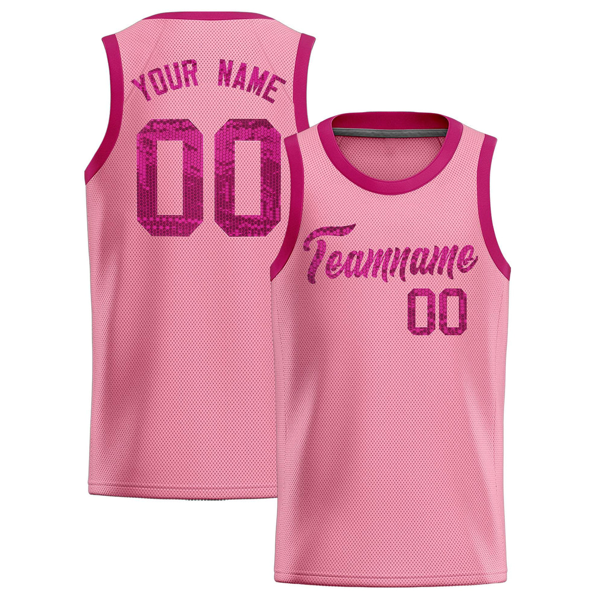 Custom Light Pink Sequined Tops Athletic Basketball Jersey|KXKSHOP
