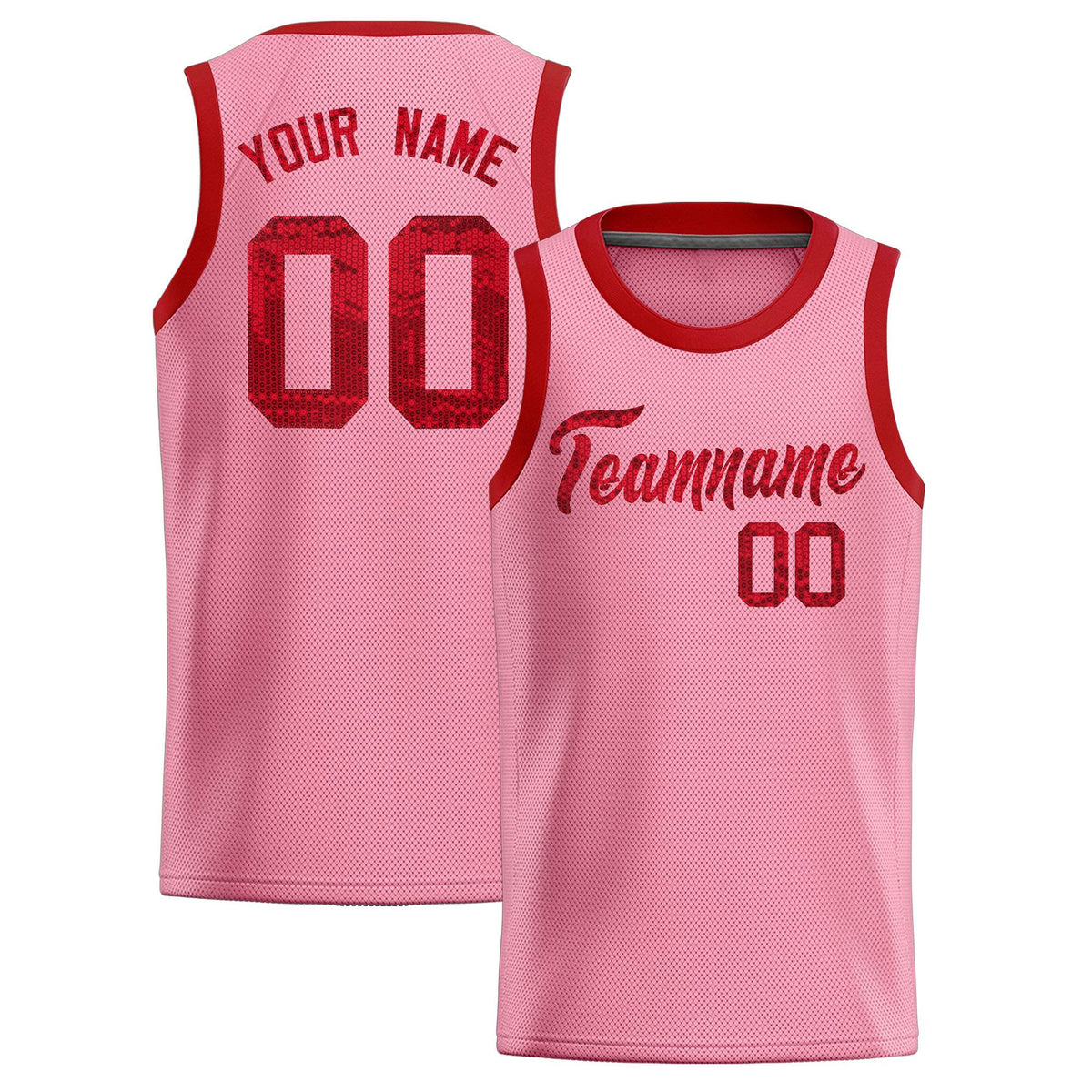 Custom Light Pink Sequined Tops Athletic Basketball Jersey|KXKSHOP
