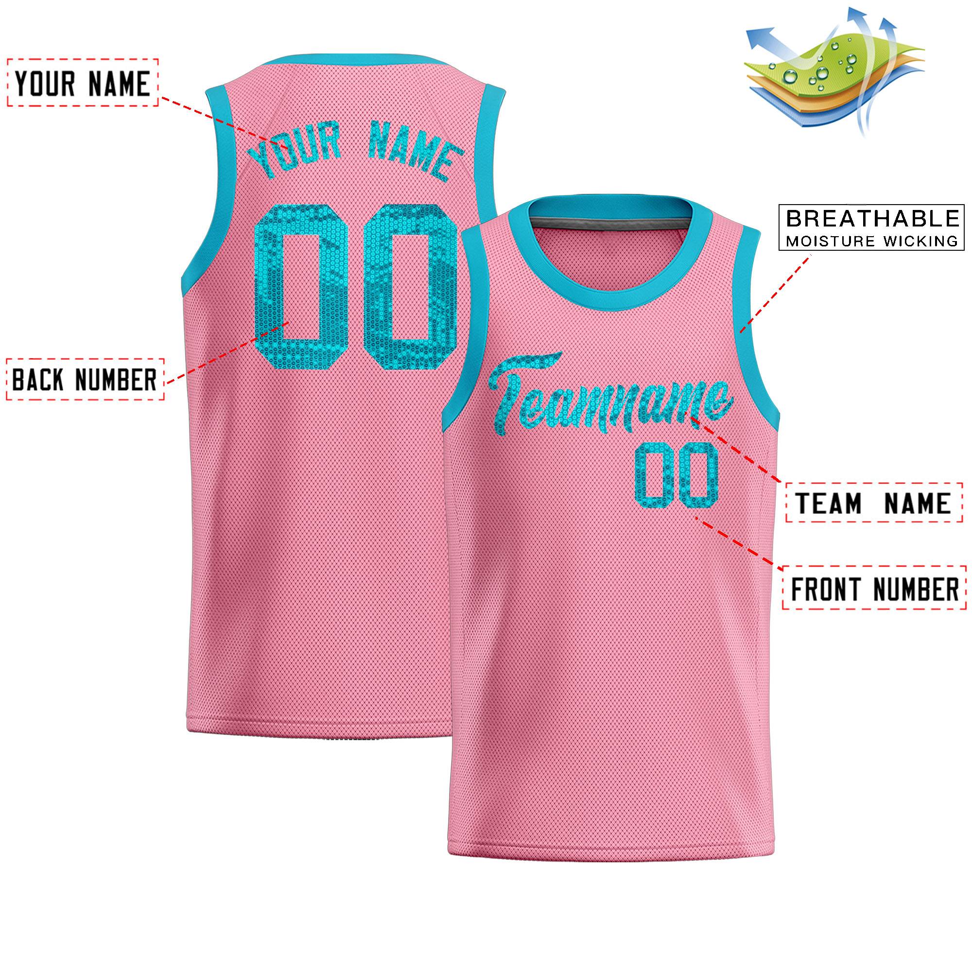 Custom Light Pink Sequined Tops Athletic Basketball Jersey|KXKSHOP