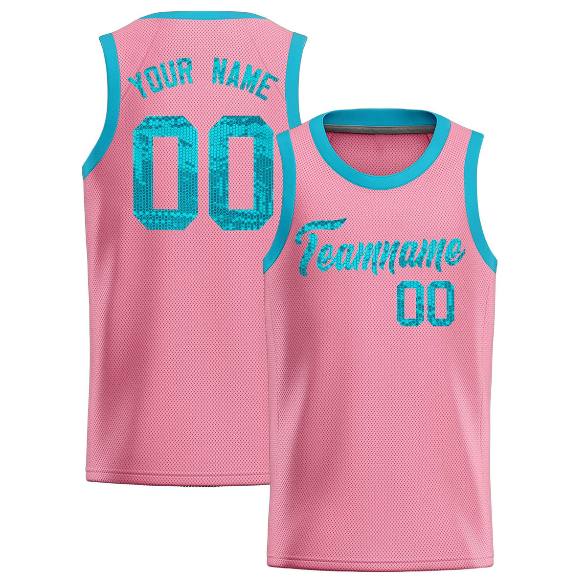 Custom Light Pink Sequined Tops Athletic Basketball Jersey|KXKSHOP