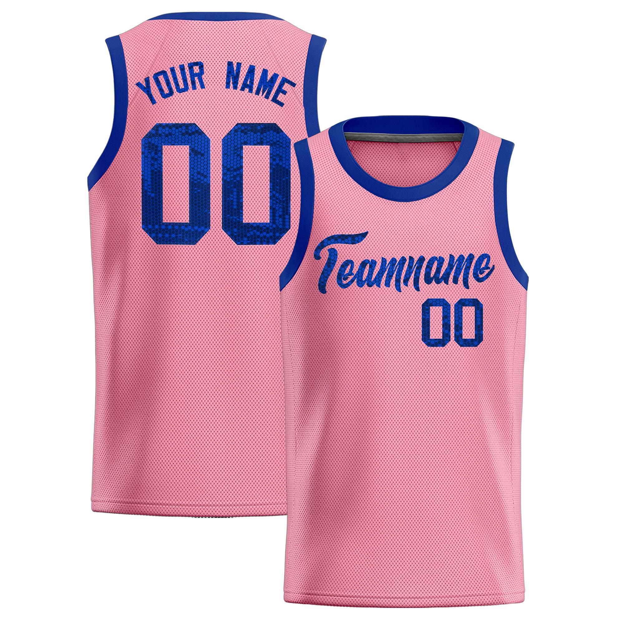 Custom Light Pink Sequined Tops Athletic Basketball Jersey|KXKSHOP