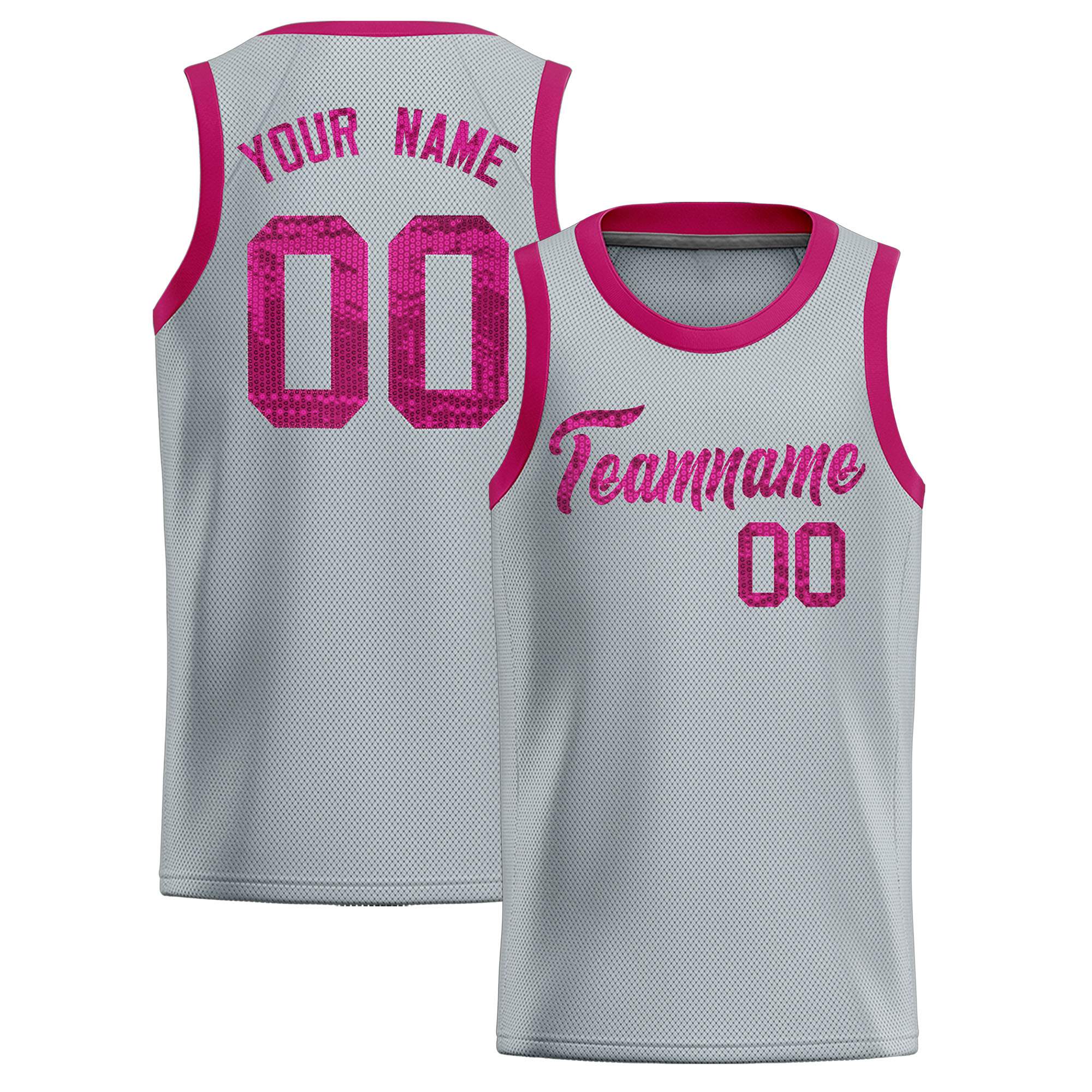 Custom Silver Sequined Tops Athletic Basketball Jersey|KXKSHOP