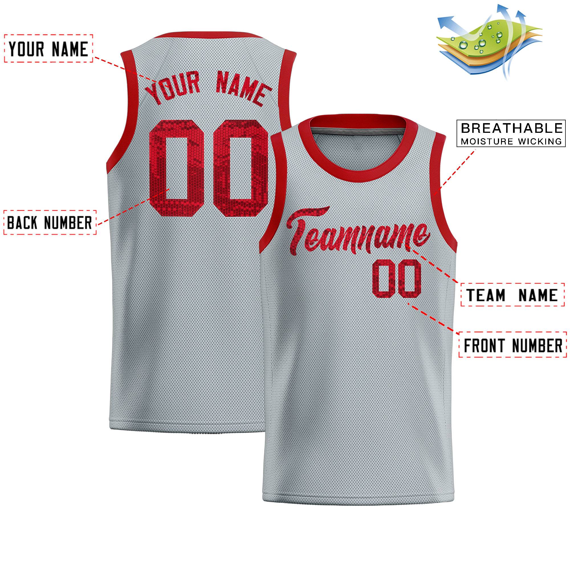 Custom Silver Sequined Tops Athletic Basketball Jersey|KXKSHOP
