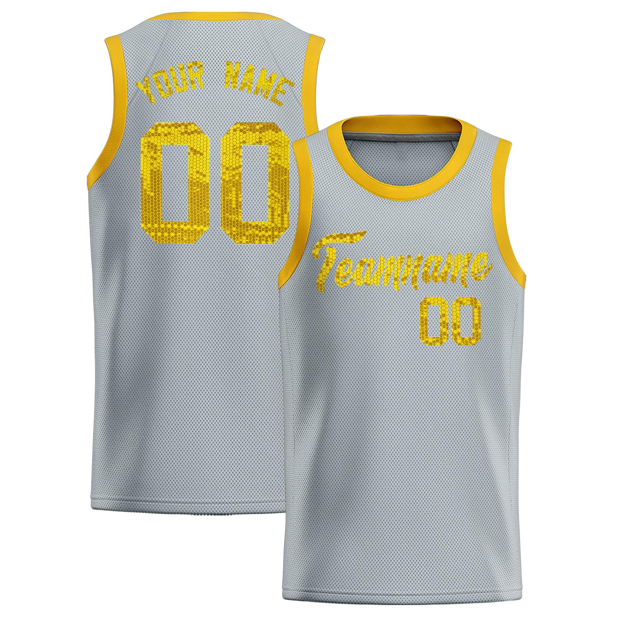 Custom Silver Sequined Tops Athletic Basketball Jersey|KXKSHOP