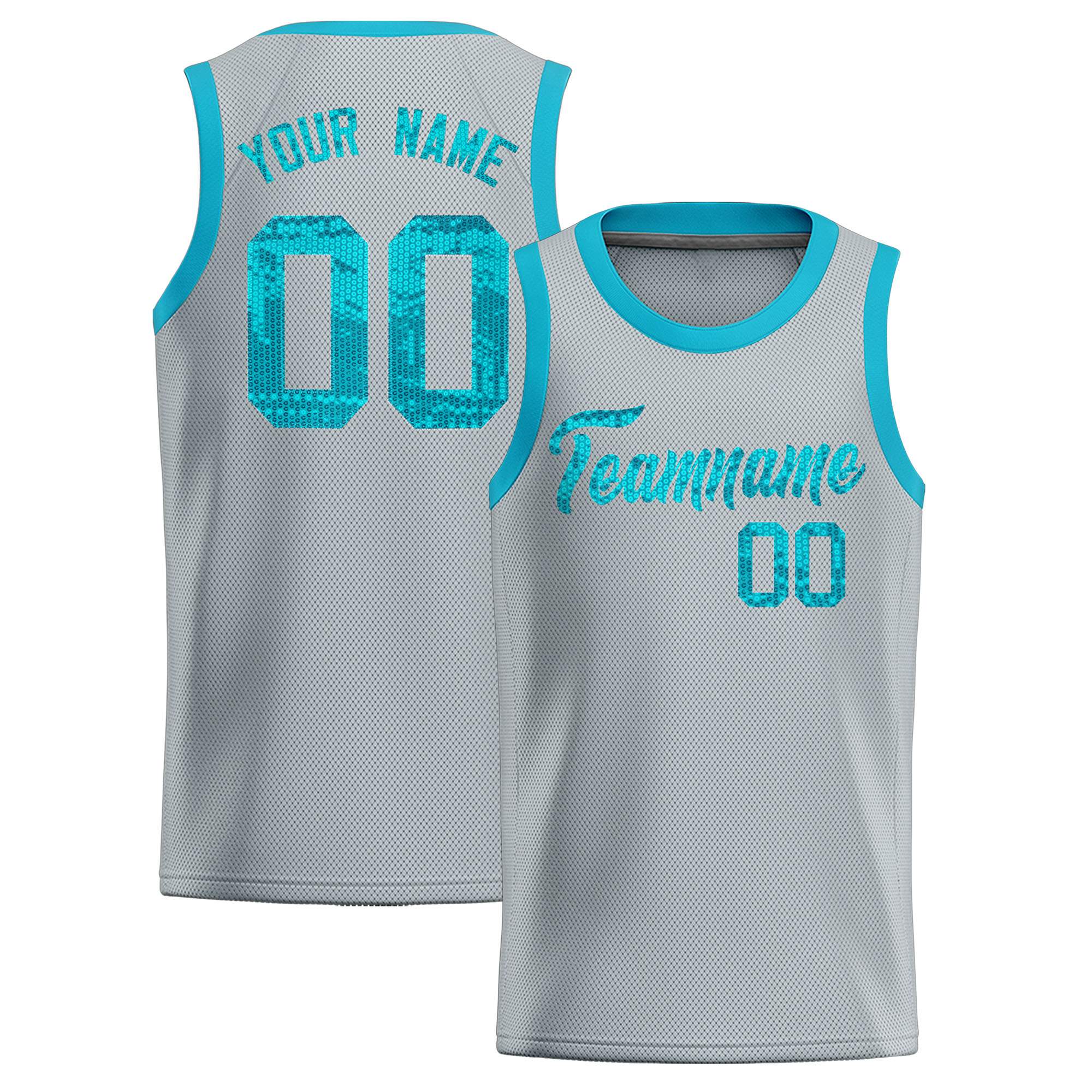 Custom Silver Sequined Tops Athletic Basketball Jersey|KXKSHOP