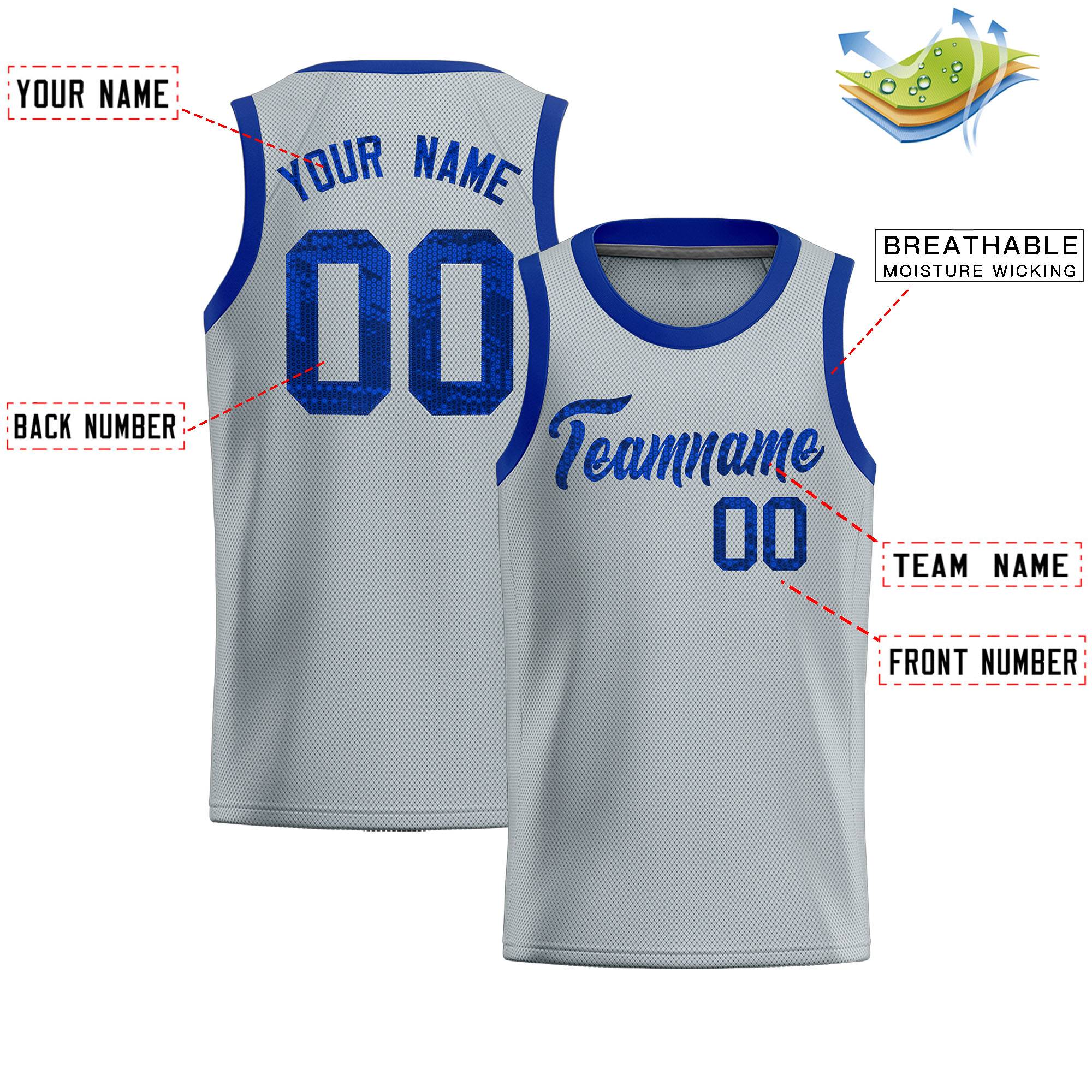 Custom Silver Sequined Tops Athletic Basketball Jersey|KXKSHOP