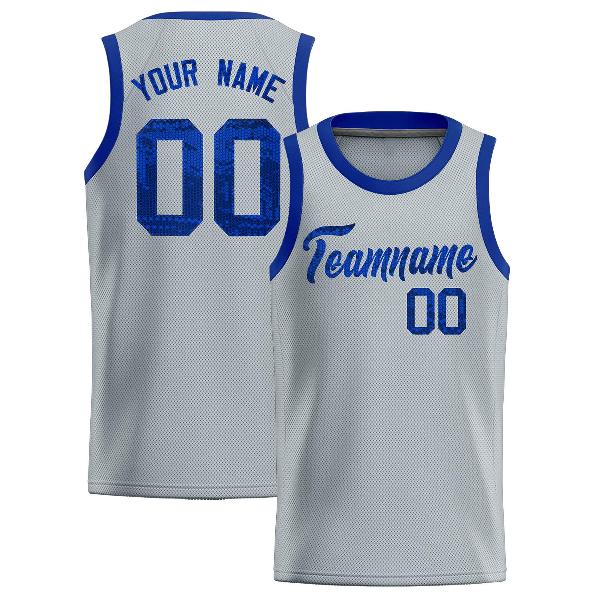 Custom Silver Sequined Tops Athletic Basketball Jersey|KXKSHOP