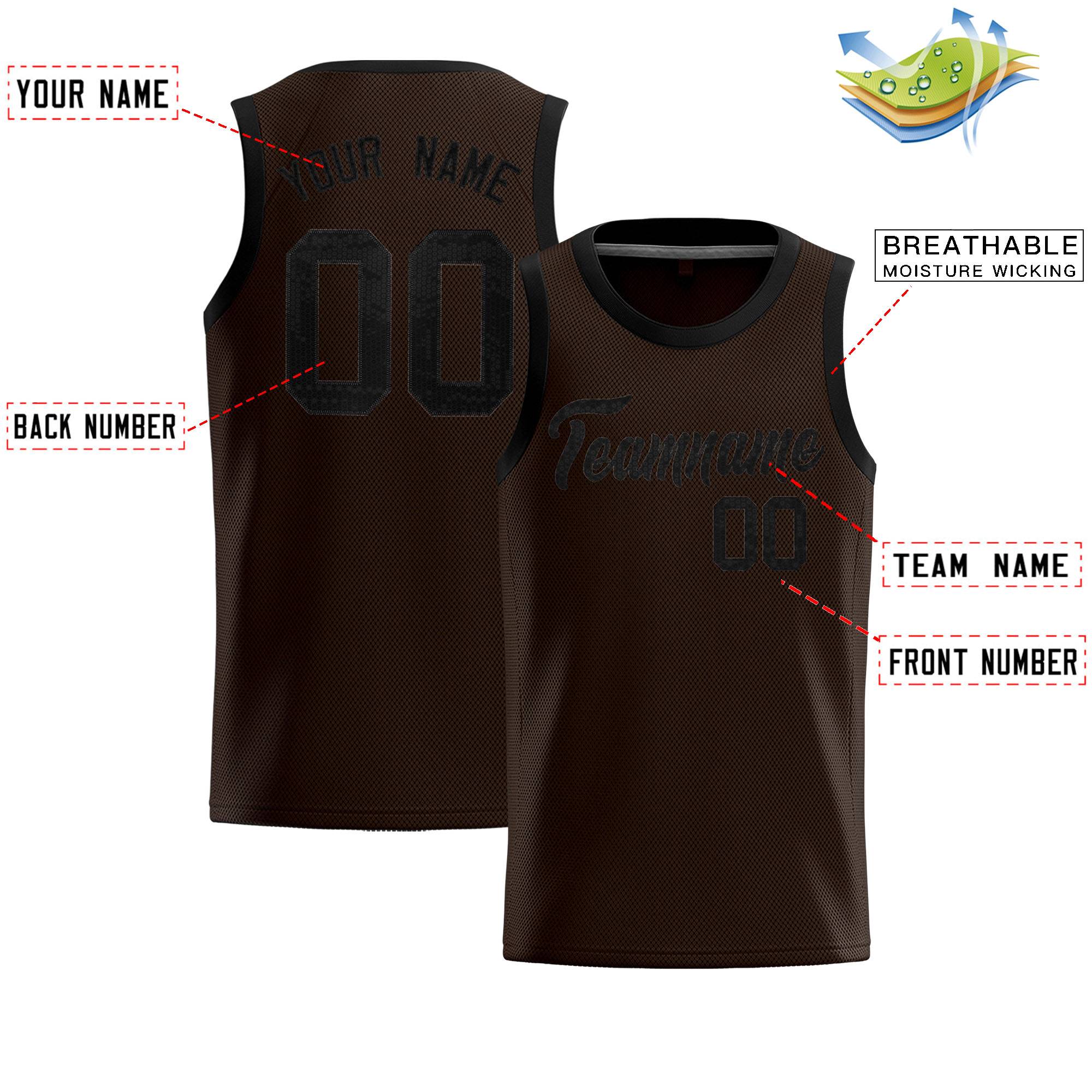 Custom Brown Sequined Tops Athletic Basketball Jersey|KXKSHOP