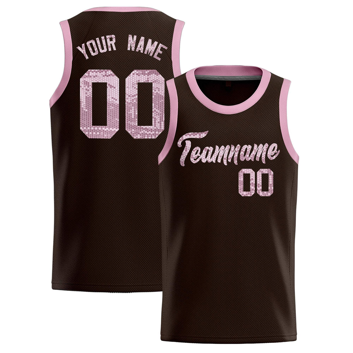 Custom Brown Sequined Tops Athletic Basketball Jersey|KXKSHOP