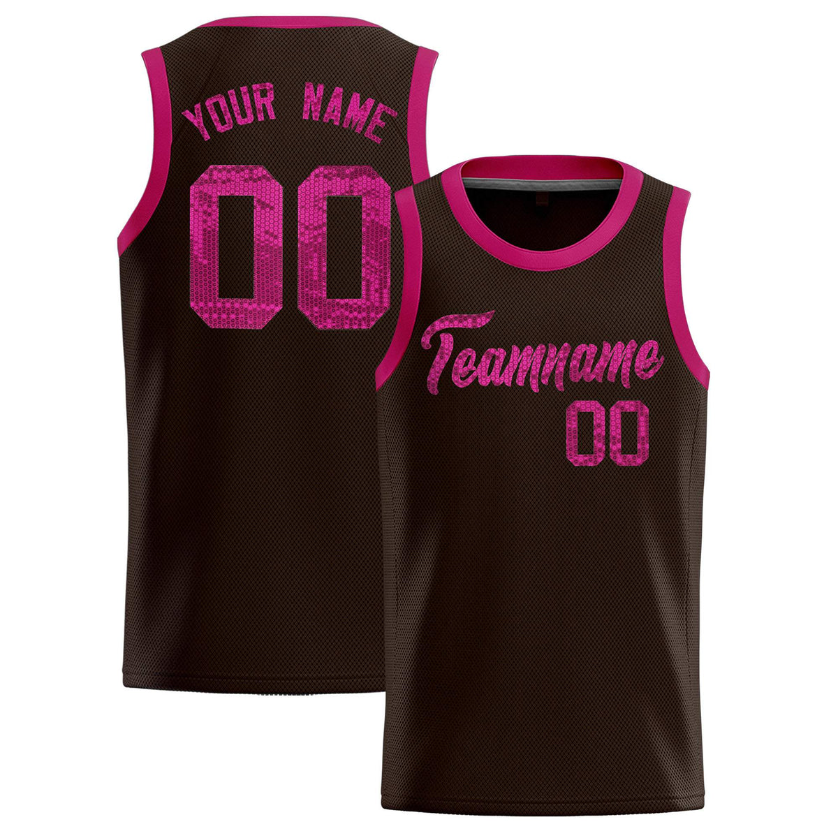 Custom Brown Sequined Tops Athletic Basketball Jersey|KXKSHOP
