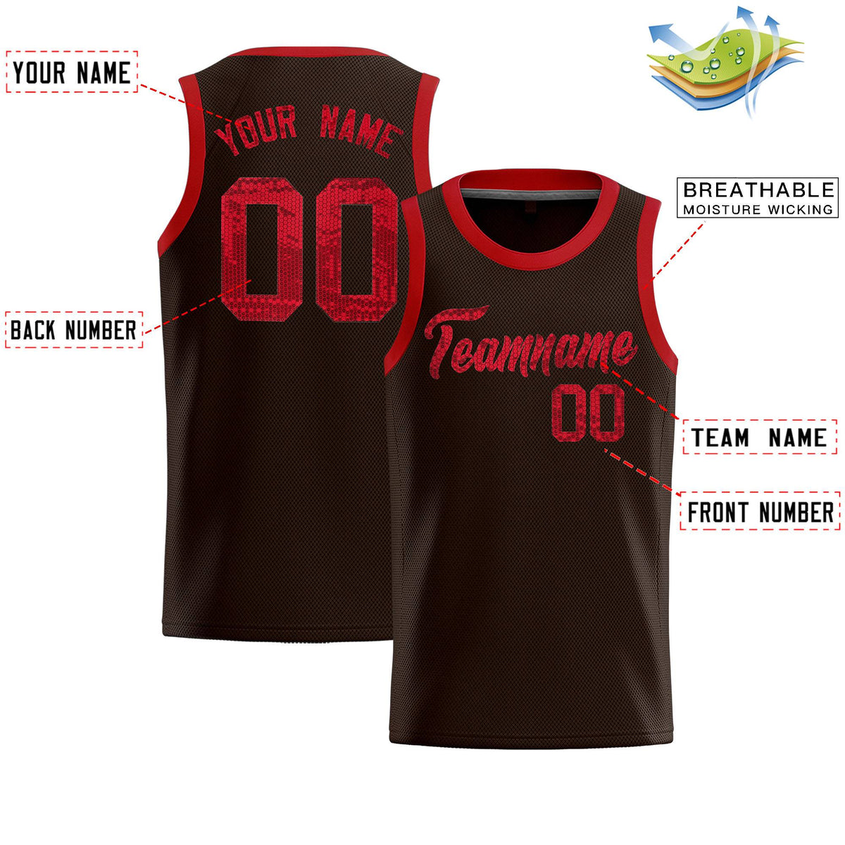 Custom Brown Sequined Tops Athletic Basketball Jersey|KXKSHOP