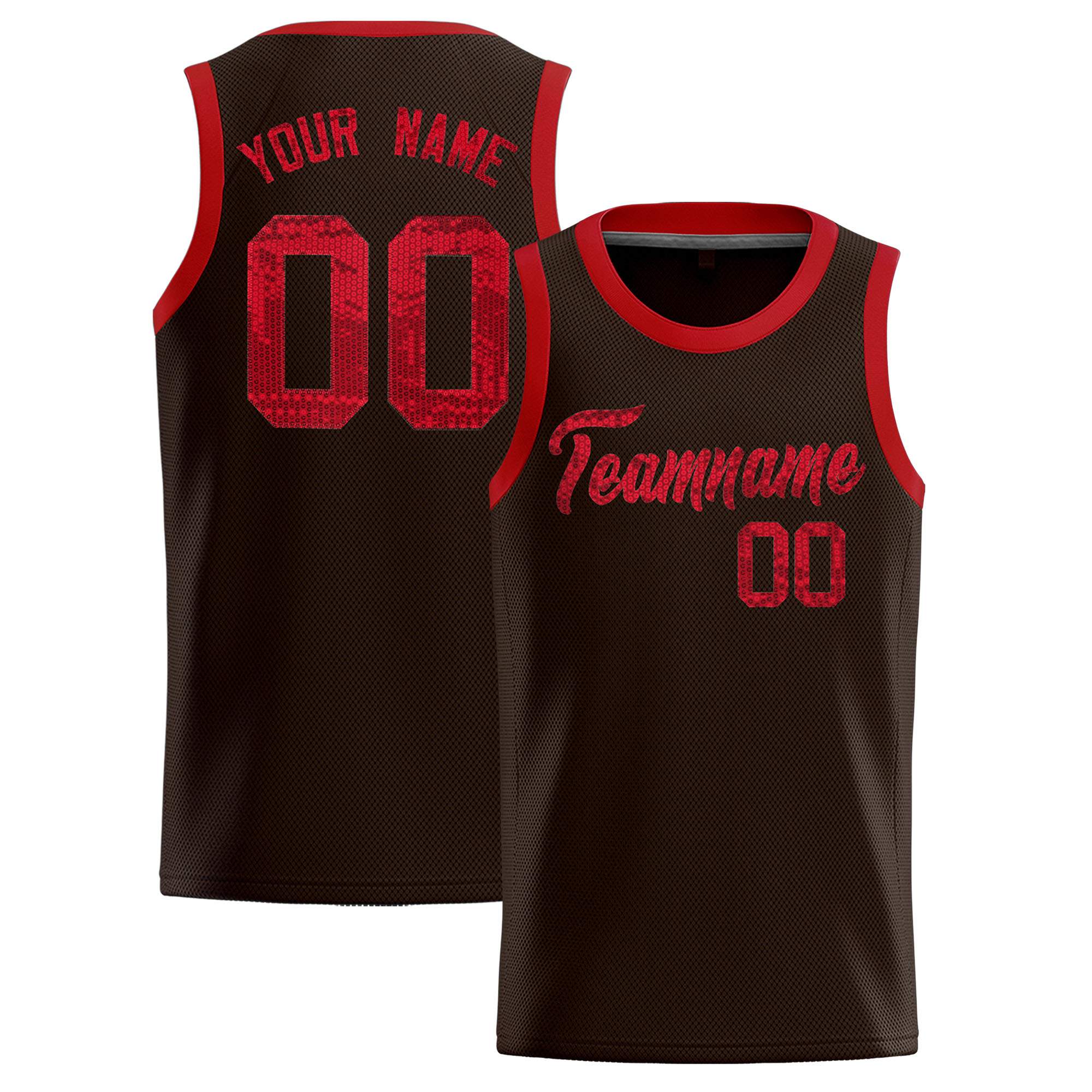 Custom Brown Sequined Tops Athletic Basketball Jersey|KXKSHOP
