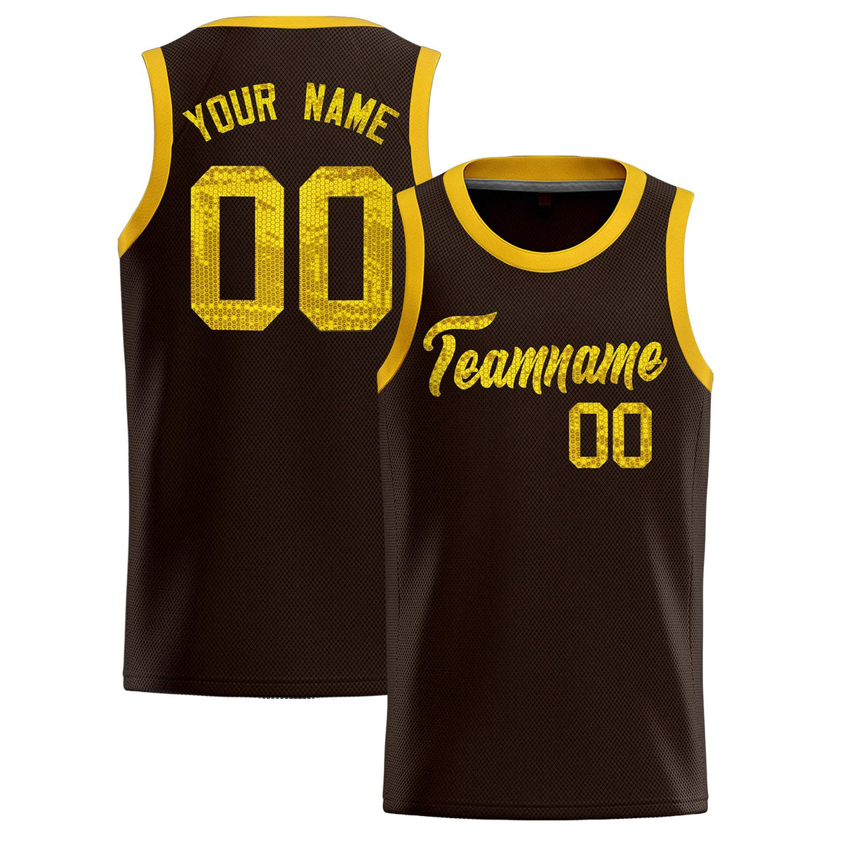 Custom Brown Sequined Tops Athletic Basketball Jersey|KXKSHOP