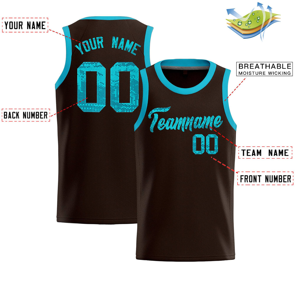Custom Brown Sequined Tops Athletic Basketball Jersey|KXKSHOP