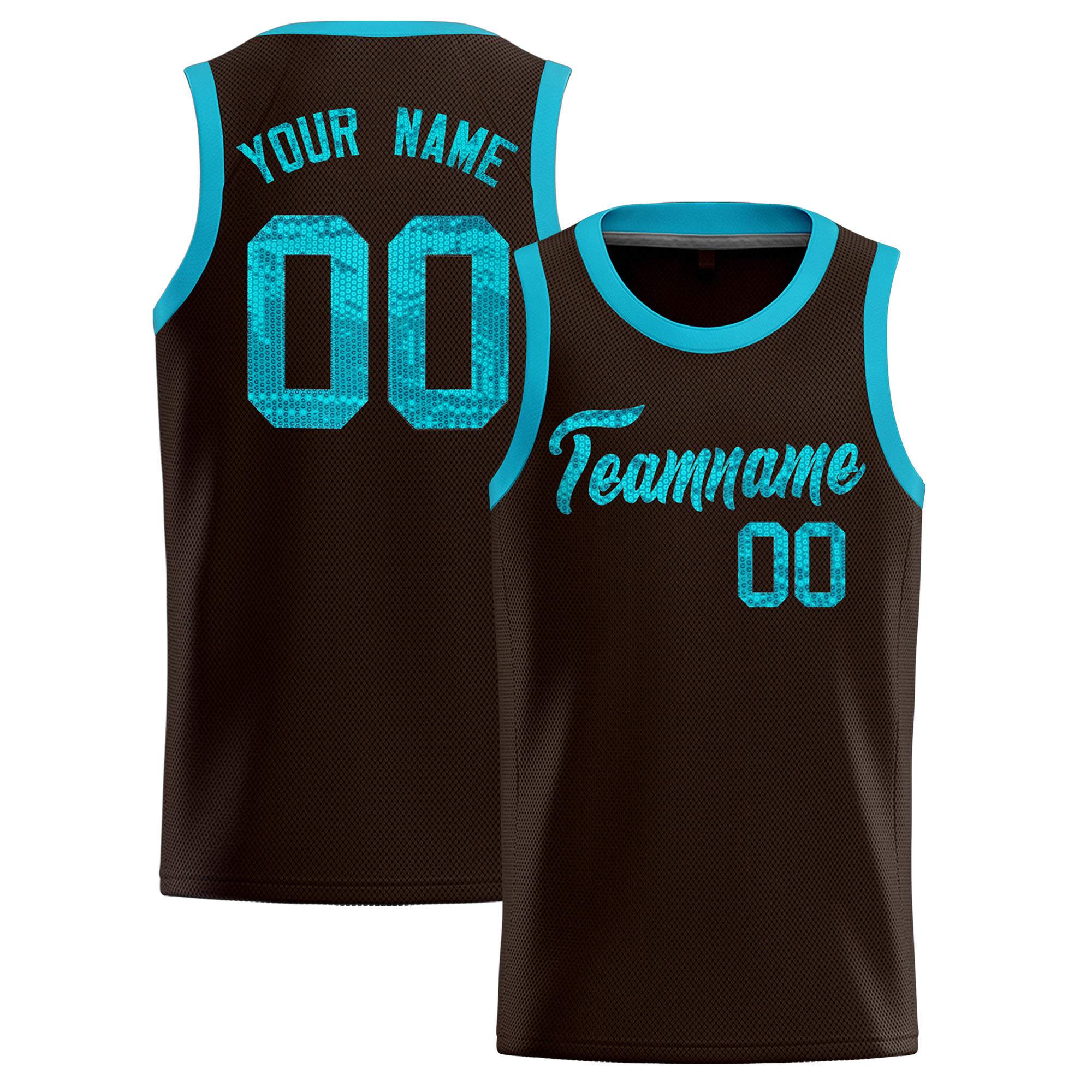 Custom Brown Sequined Tops Athletic Basketball Jersey|KXKSHOP