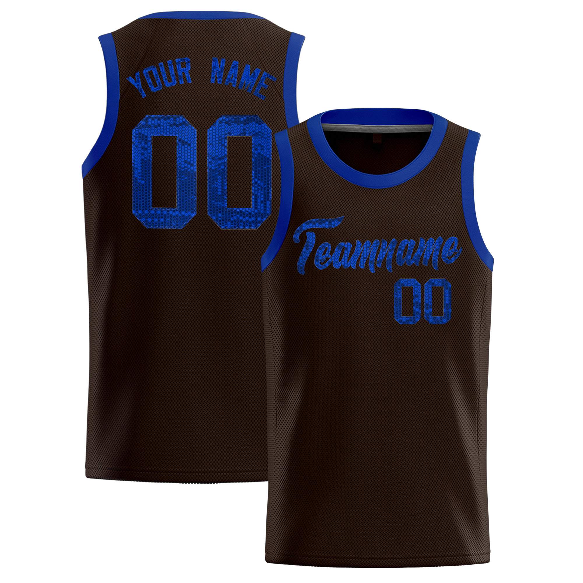 Custom Brown Sequined Tops Athletic Basketball Jersey|KXKSHOP