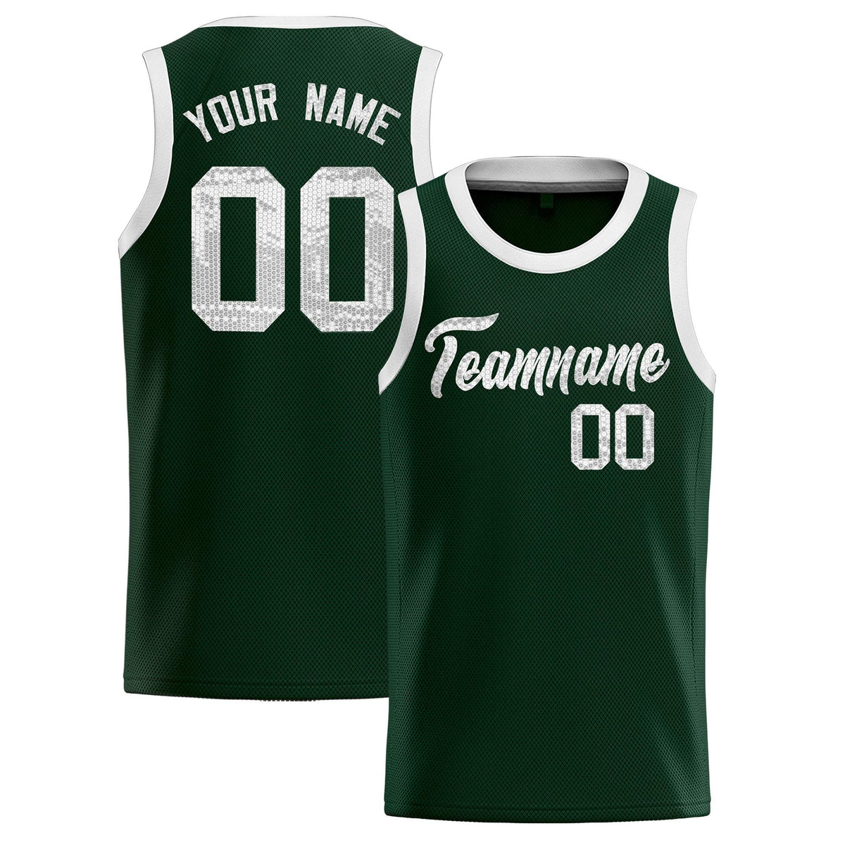 Custom Hunter Green Sequined Tops Athletic Basketball Jersey|KXKSHOP