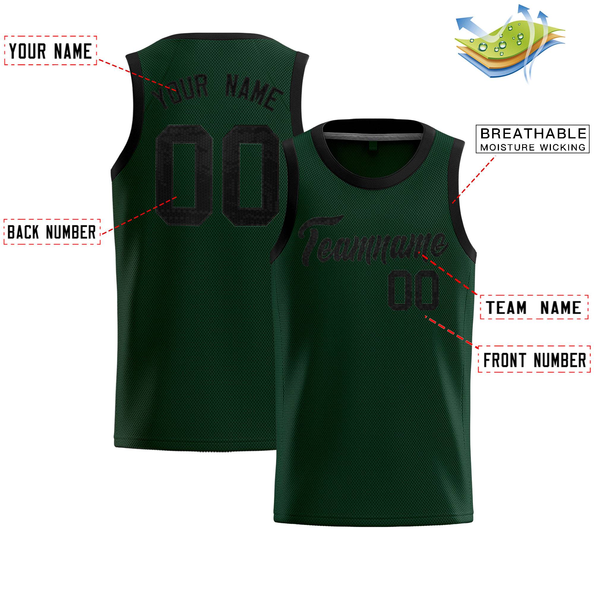Custom Hunter Green Sequined Tops Athletic Basketball Jersey|KXKSHOP