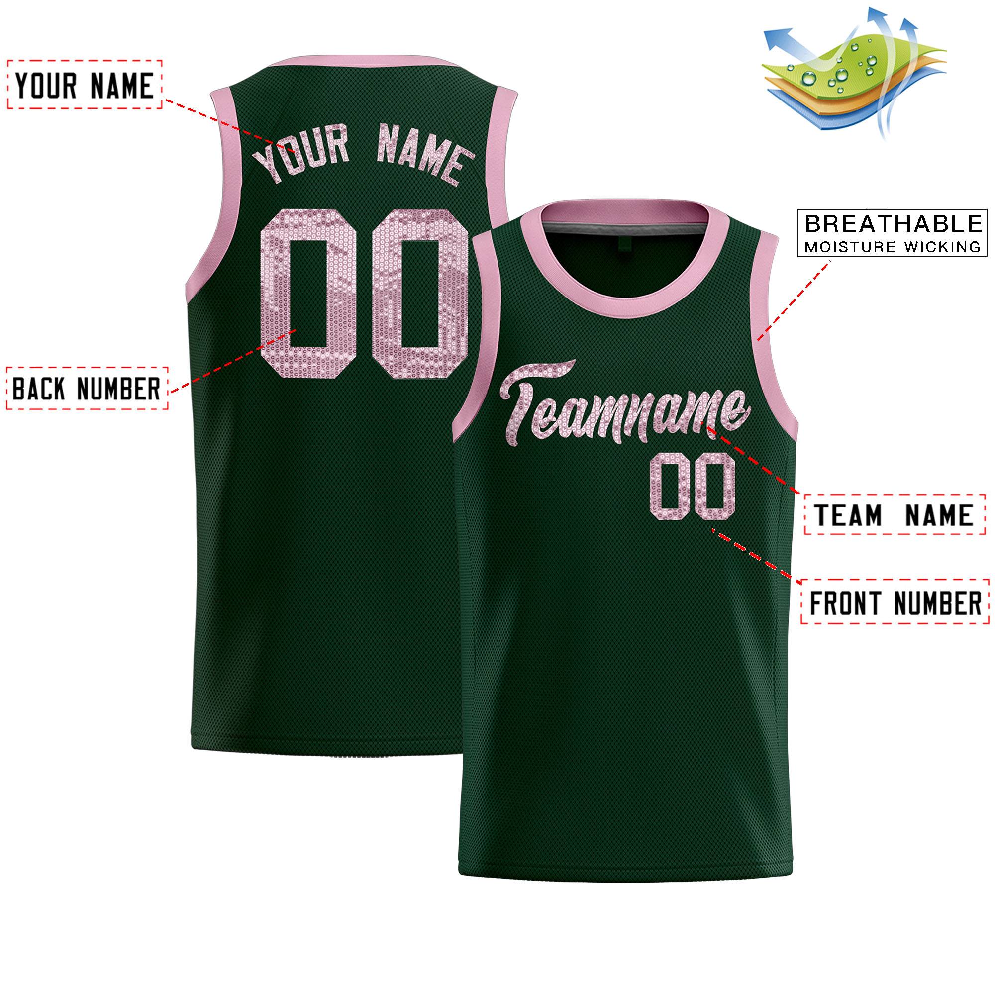 Custom Hunter Green Sequined Tops Athletic Basketball Jersey|KXKSHOP