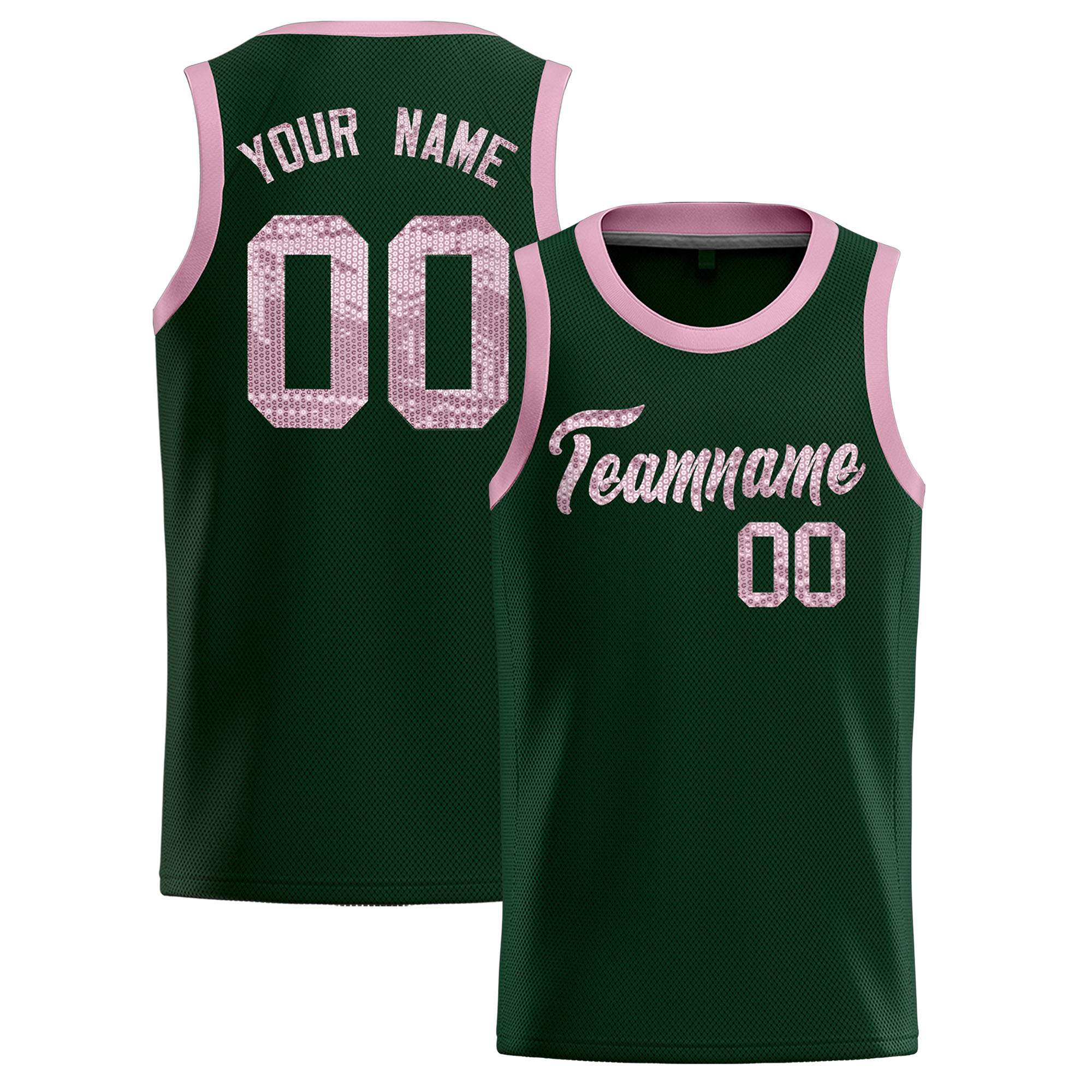 Custom Hunter Green Sequined Tops Athletic Basketball Jersey|KXKSHOP