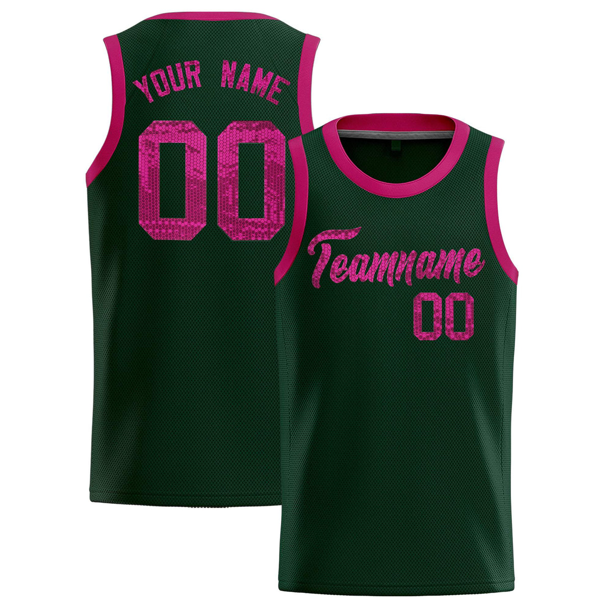 Custom Hunter Green Sequined Tops Athletic Basketball Jersey|KXKSHOP