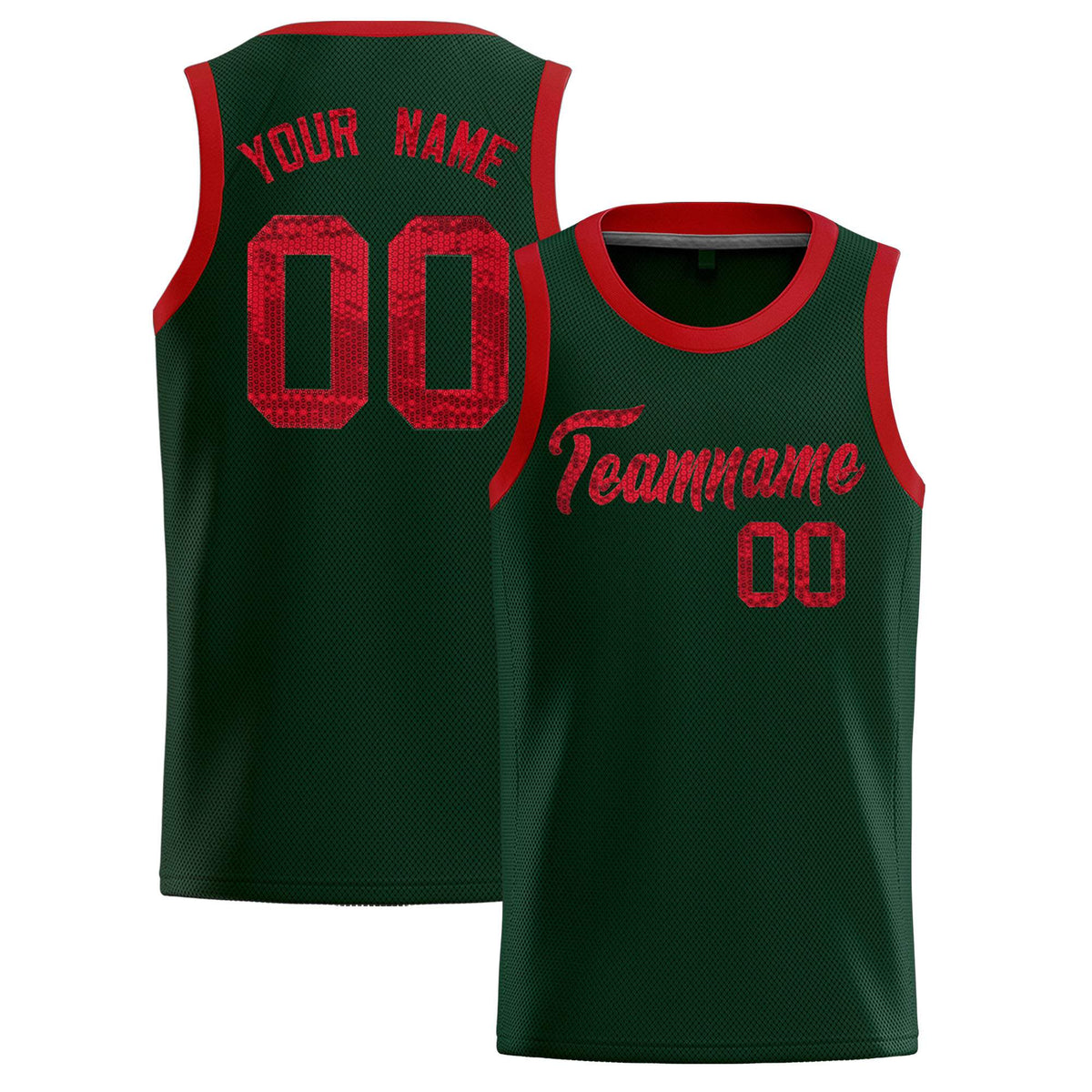 Custom Hunter Green Sequined Tops Athletic Basketball Jersey|KXKSHOP