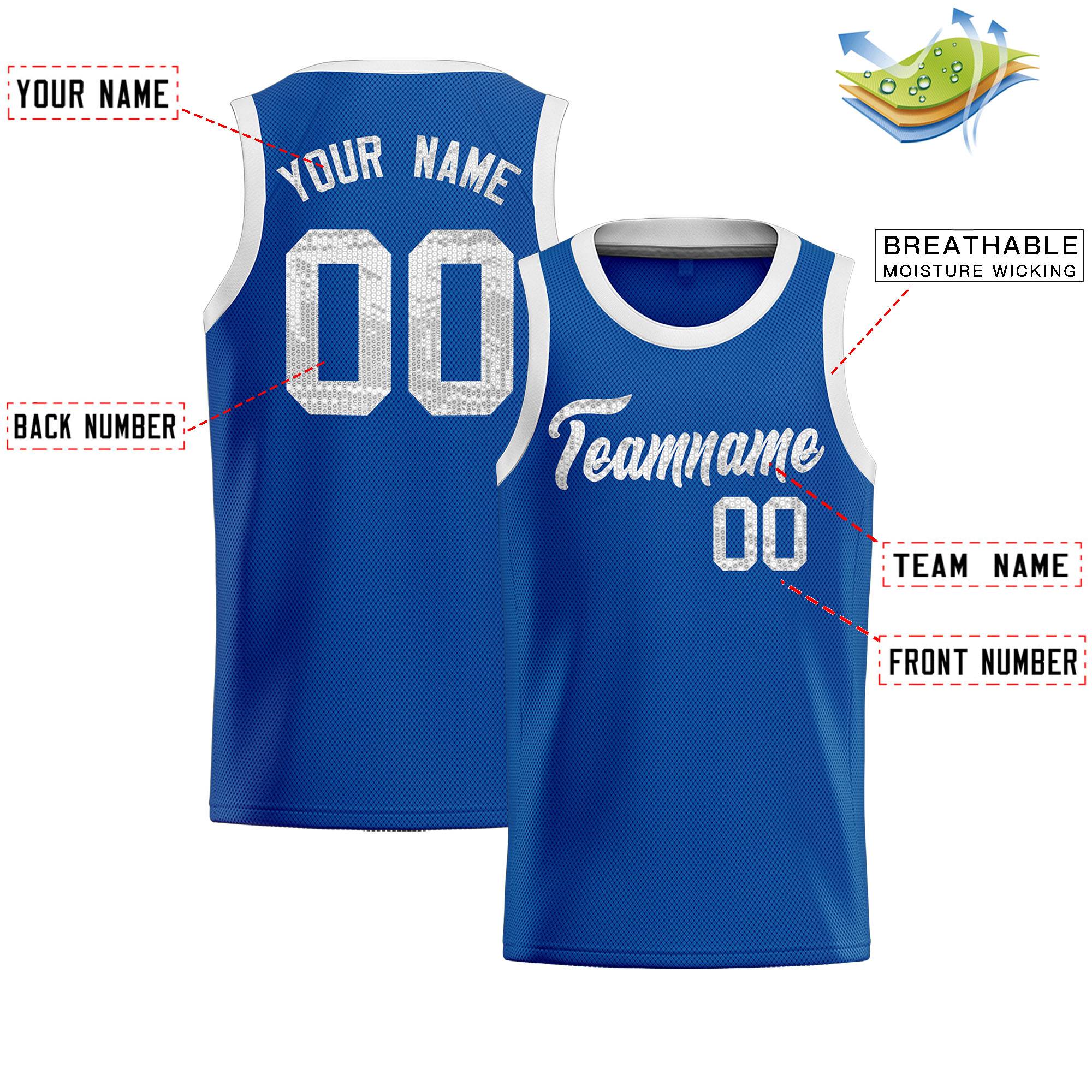 Custom Royal Sequined Tops Athletic Basketball Jersey|KXKSHOP