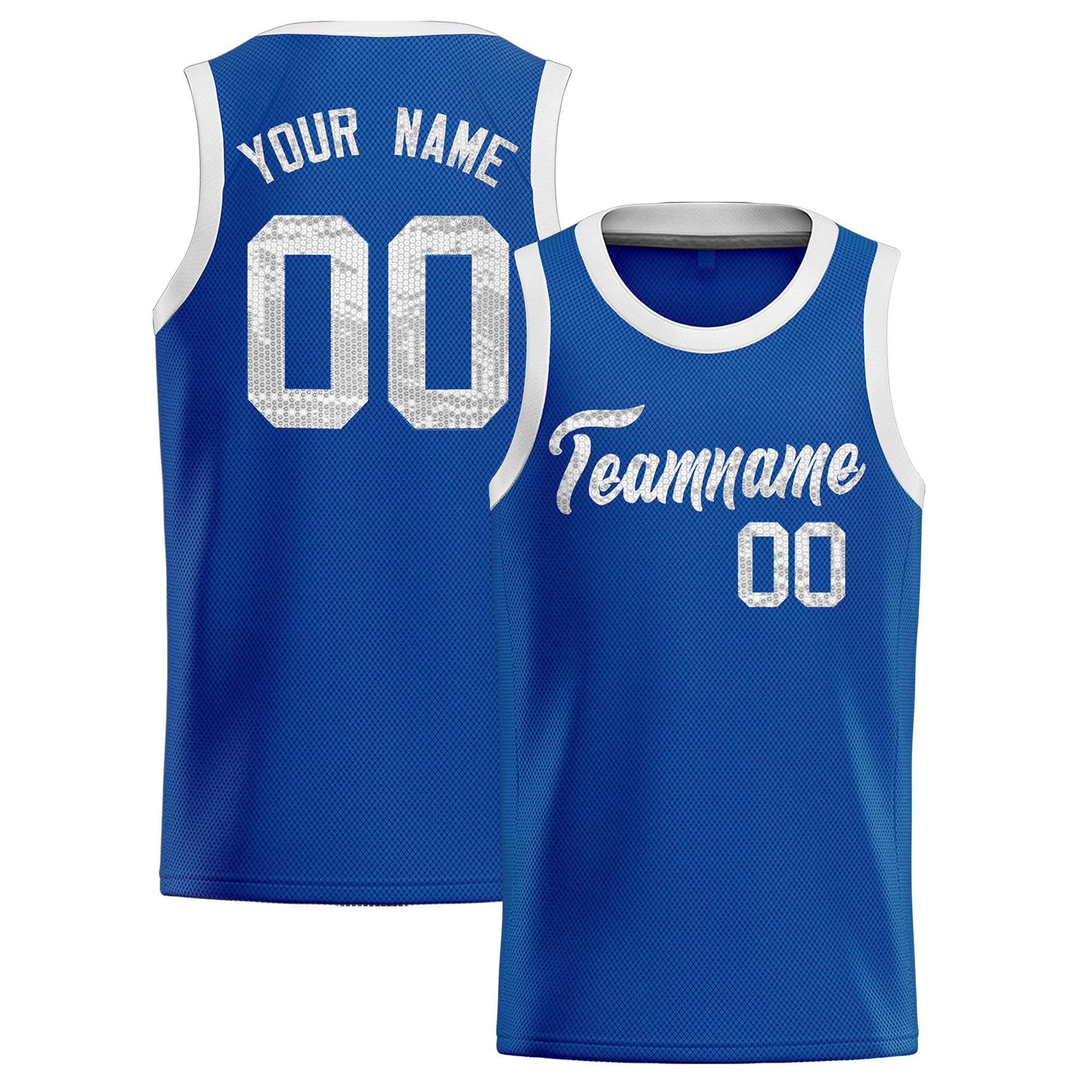 Custom Royal Sequined Tops Athletic Basketball Jersey|KXKSHOP