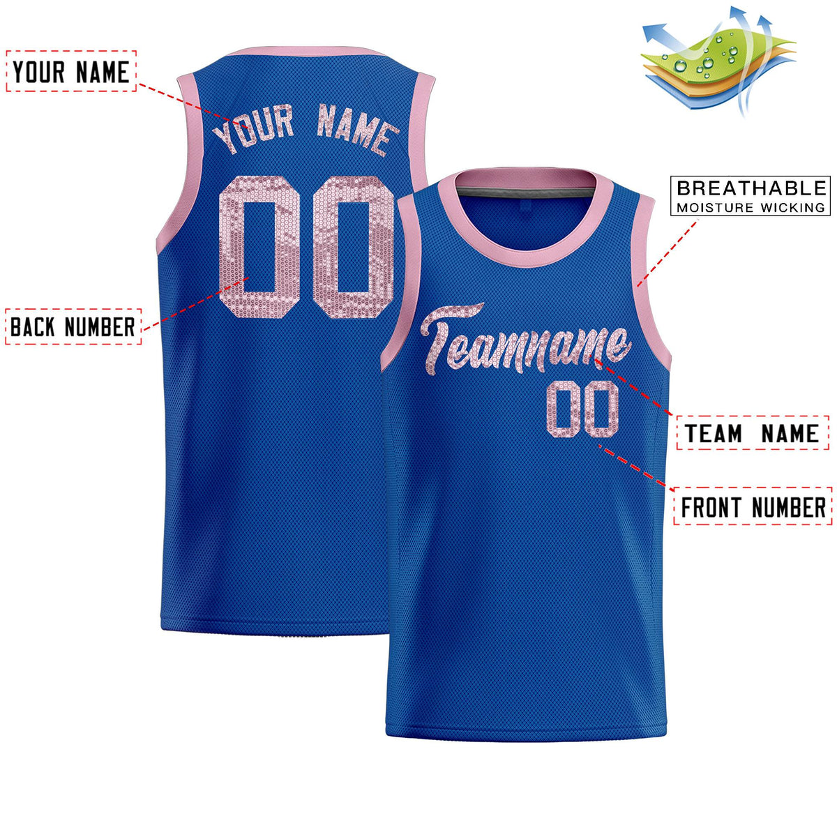 Custom Royal Sequined Tops Athletic Basketball Jersey|KXKSHOP