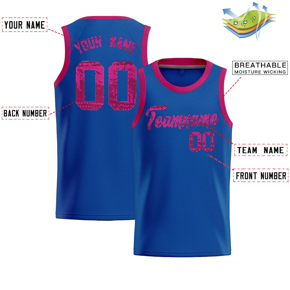 Custom Royal Sequined Tops Athletic Basketball Jersey|KXKSHOP