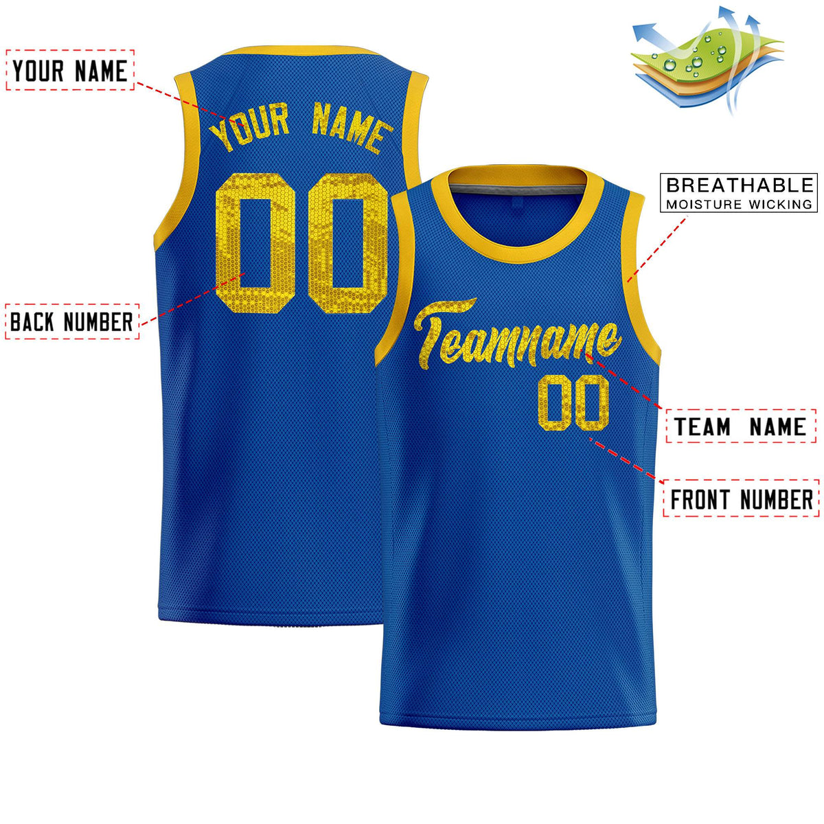 Custom Royal Sequined Tops Athletic Basketball Jersey|KXKSHOP