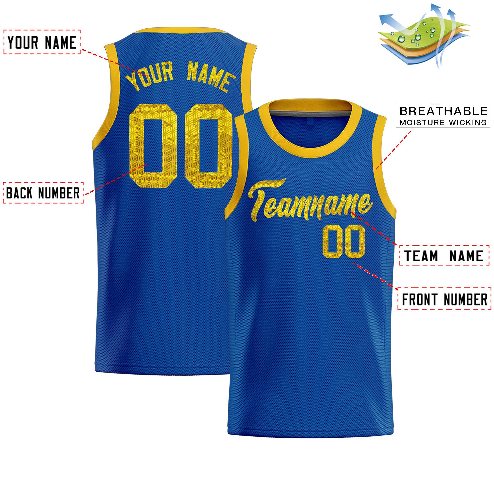 Custom Royal Sequined Tops Athletic Basketball Jersey|KXKSHOP