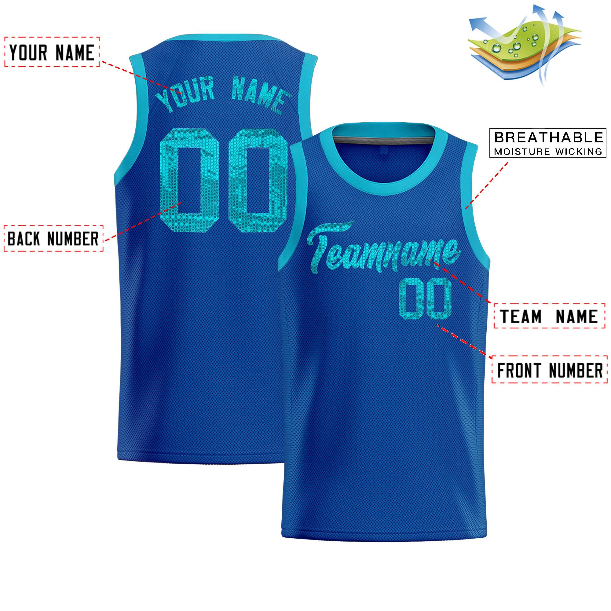 Custom Royal Sequined Tops Athletic Basketball Jersey|KXKSHOP