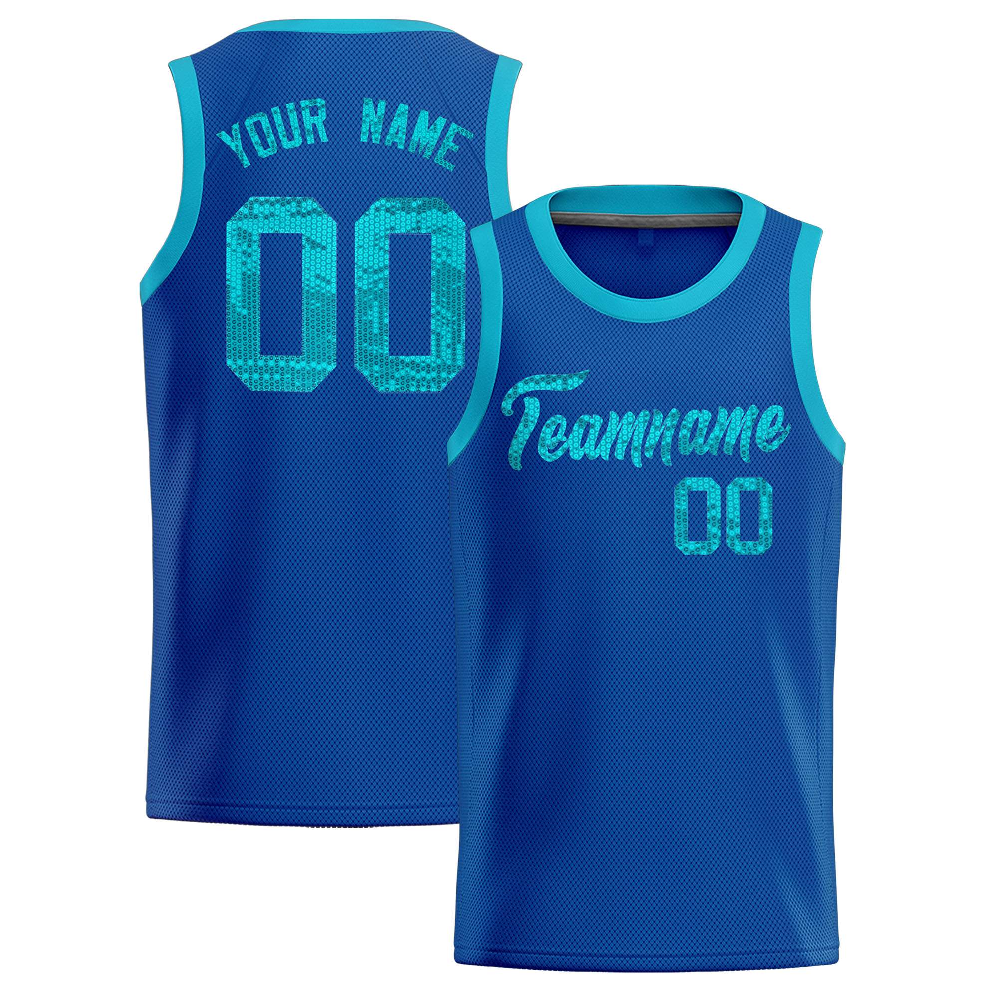 Custom Royal Sequined Tops Athletic Basketball Jersey|KXKSHOP