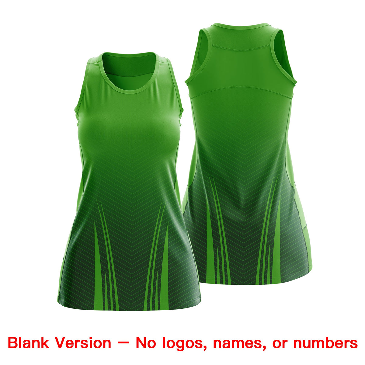 Custom Women Netball Dress | Light Green Green V-Shaped Pinstripes Gradient Team Uniform