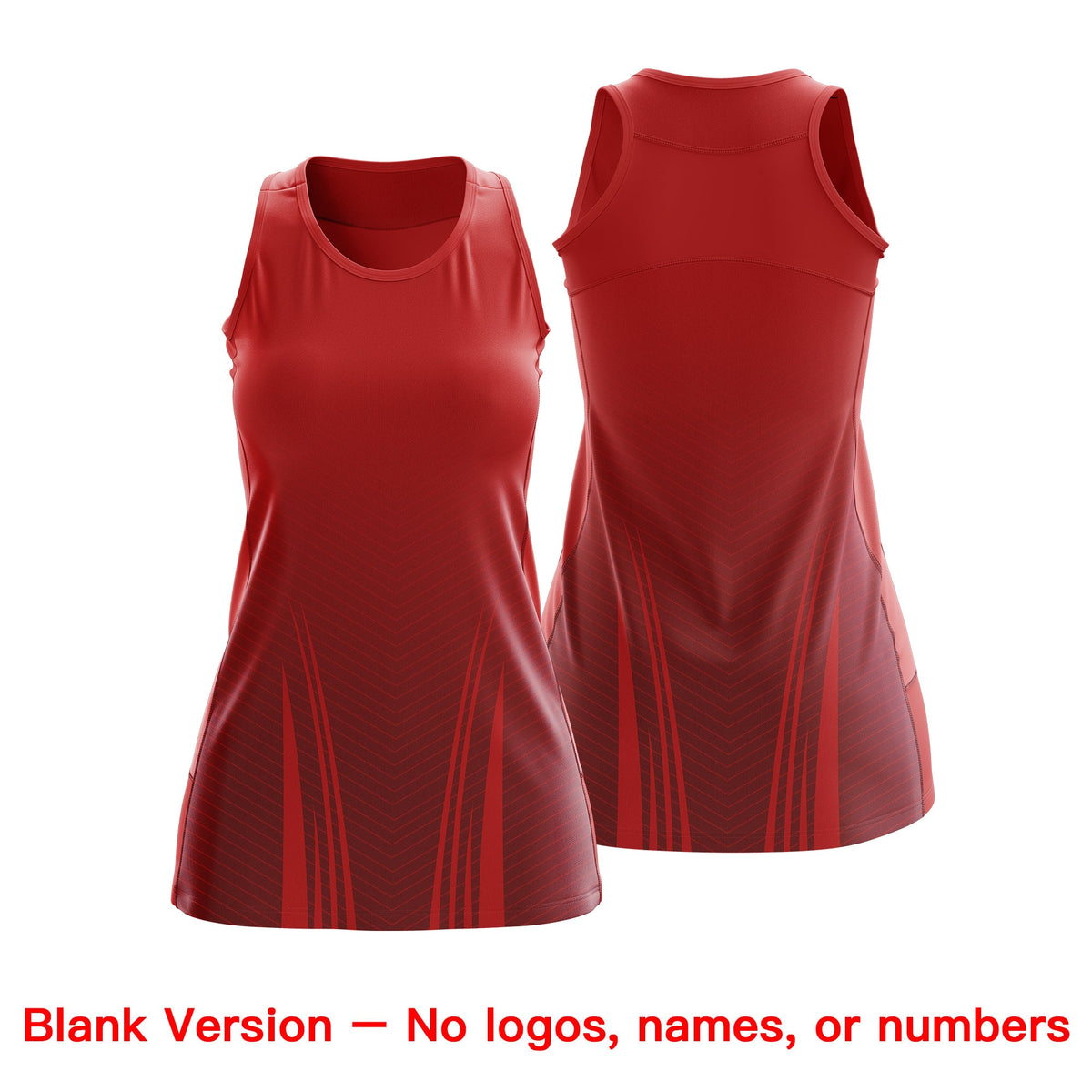 Custom Women Netball Dress | Red Crimson V-Shaped Pinstripes Gradient Uniform with Logo