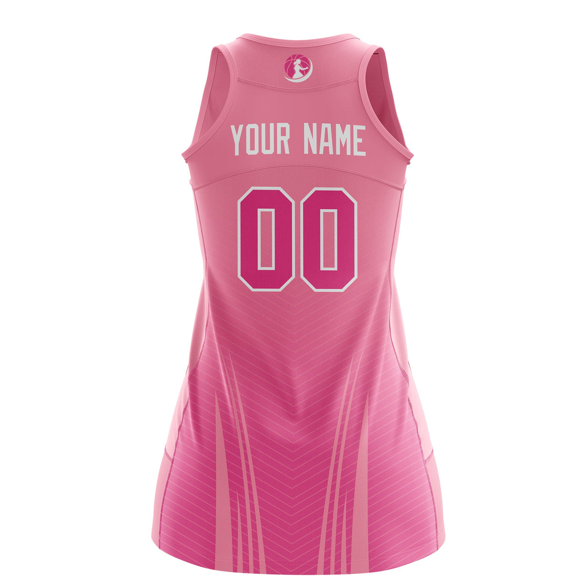 Custom Women Netball Dress | Light Pink Pink V-Shaped Pinstripes Gradient Team Uniform