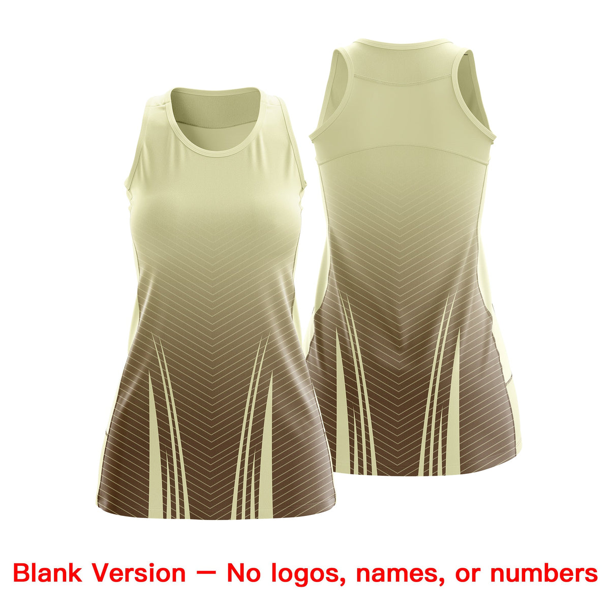 Custom Netball Dress | Cream Light Brown for Women with V-Shaped Pinstripes Personalized Uniform