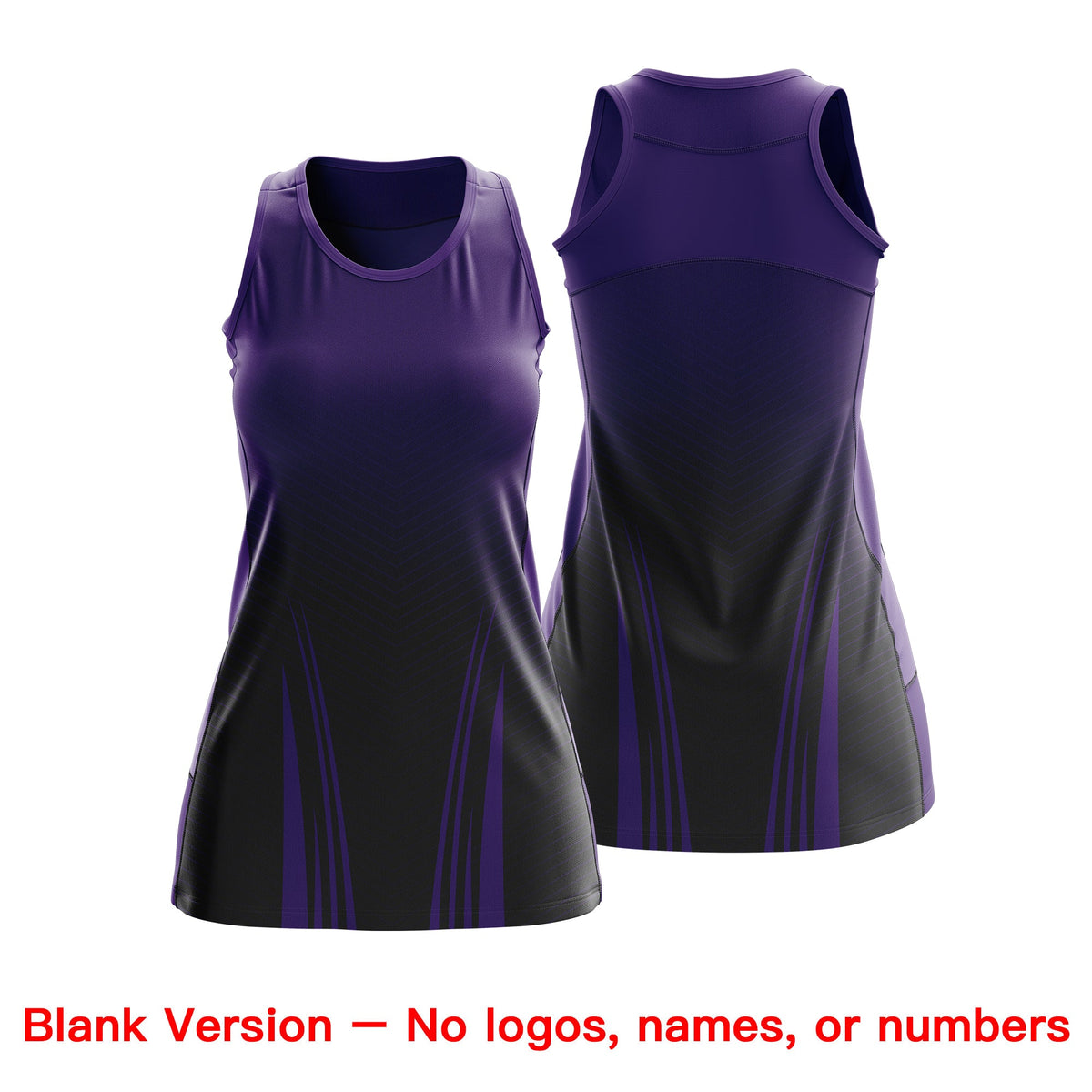 Custom Netball Dress | Purple Black V-Shaped Pinstripes Gradient Team Uniform