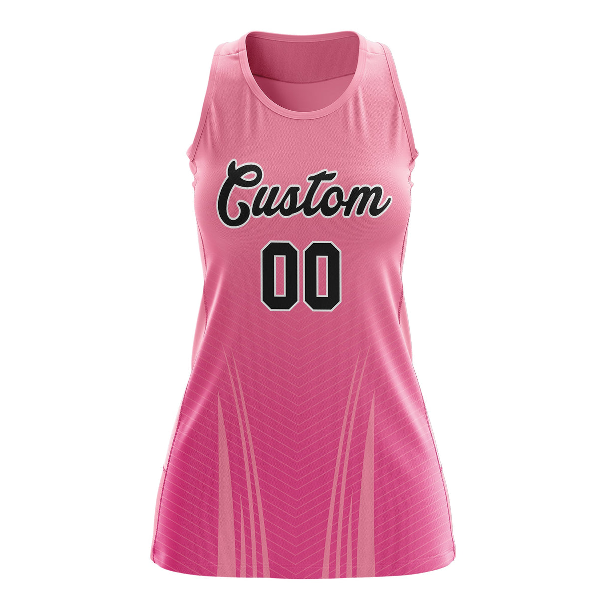 Custom Netball Dress Light Pink Pink for Women with V-Shaped Pinstripes Personalized Team Uniform