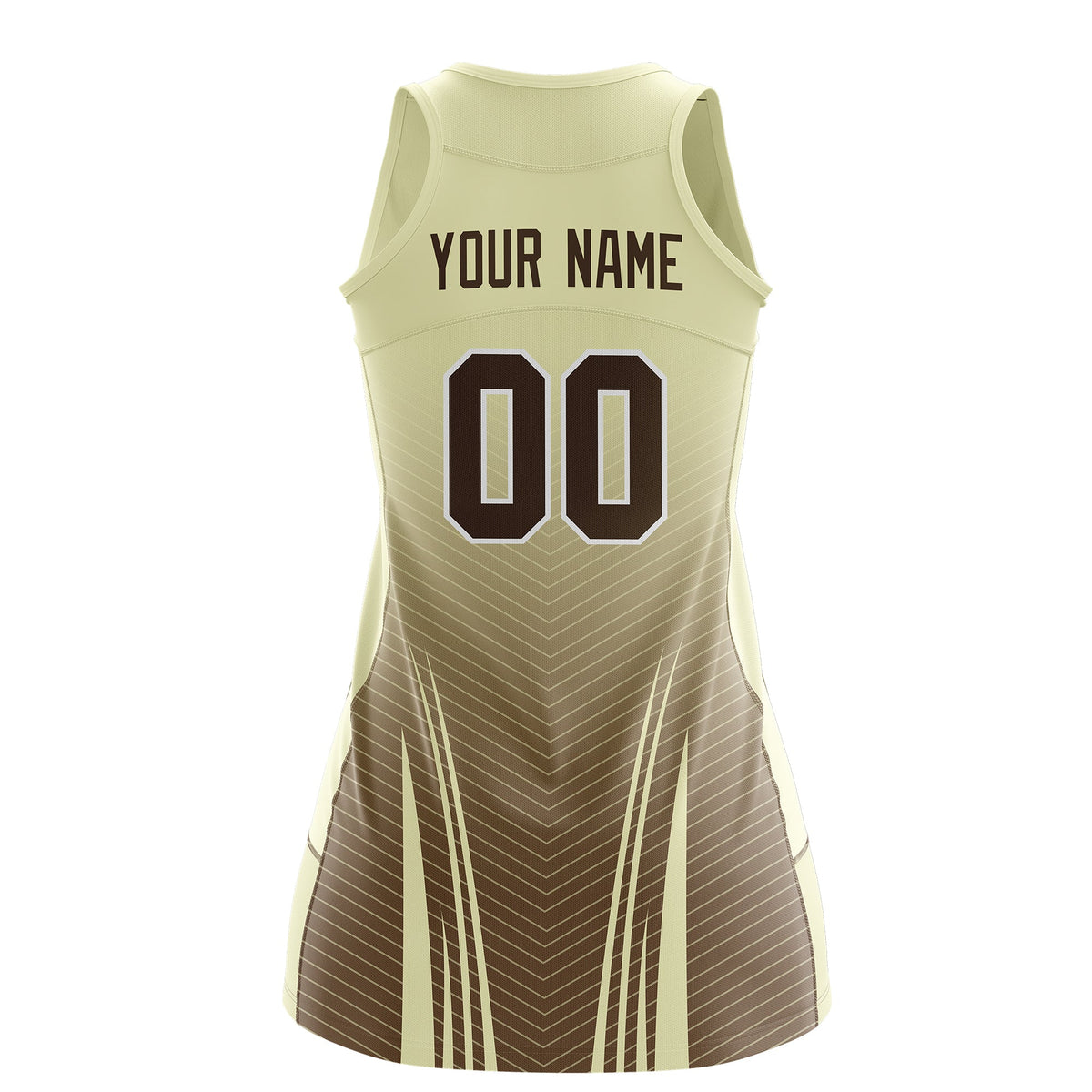 Custom Netball Dress | Cream Light Brown V-Shaped Pinstripes Gradient Team Uniform