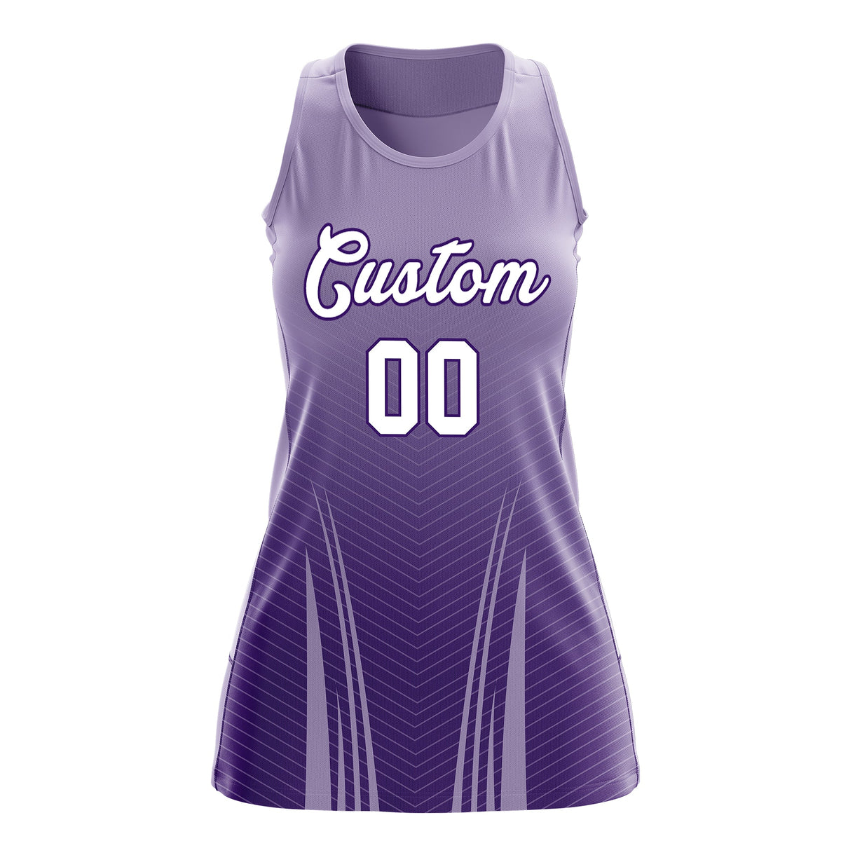 Custom Netball Dress Light Purple Purple for Women with V-Shaped Pinstripes Personalized Team Uniform