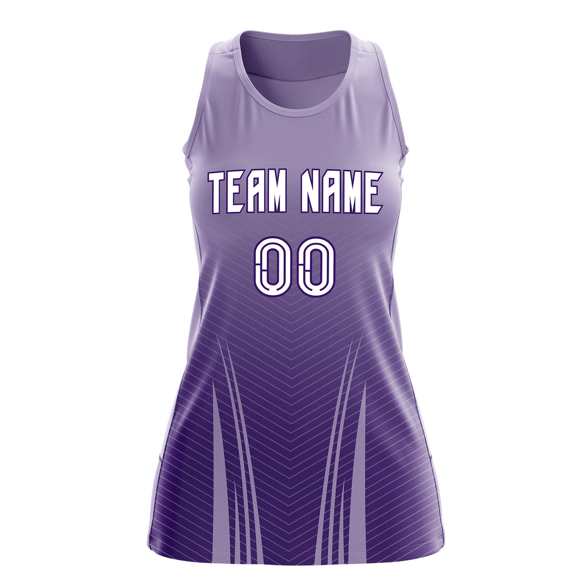 Custom Netball Dress Light Purple Purple for Women with V-Shaped Pinstripes Personalized Team Uniform