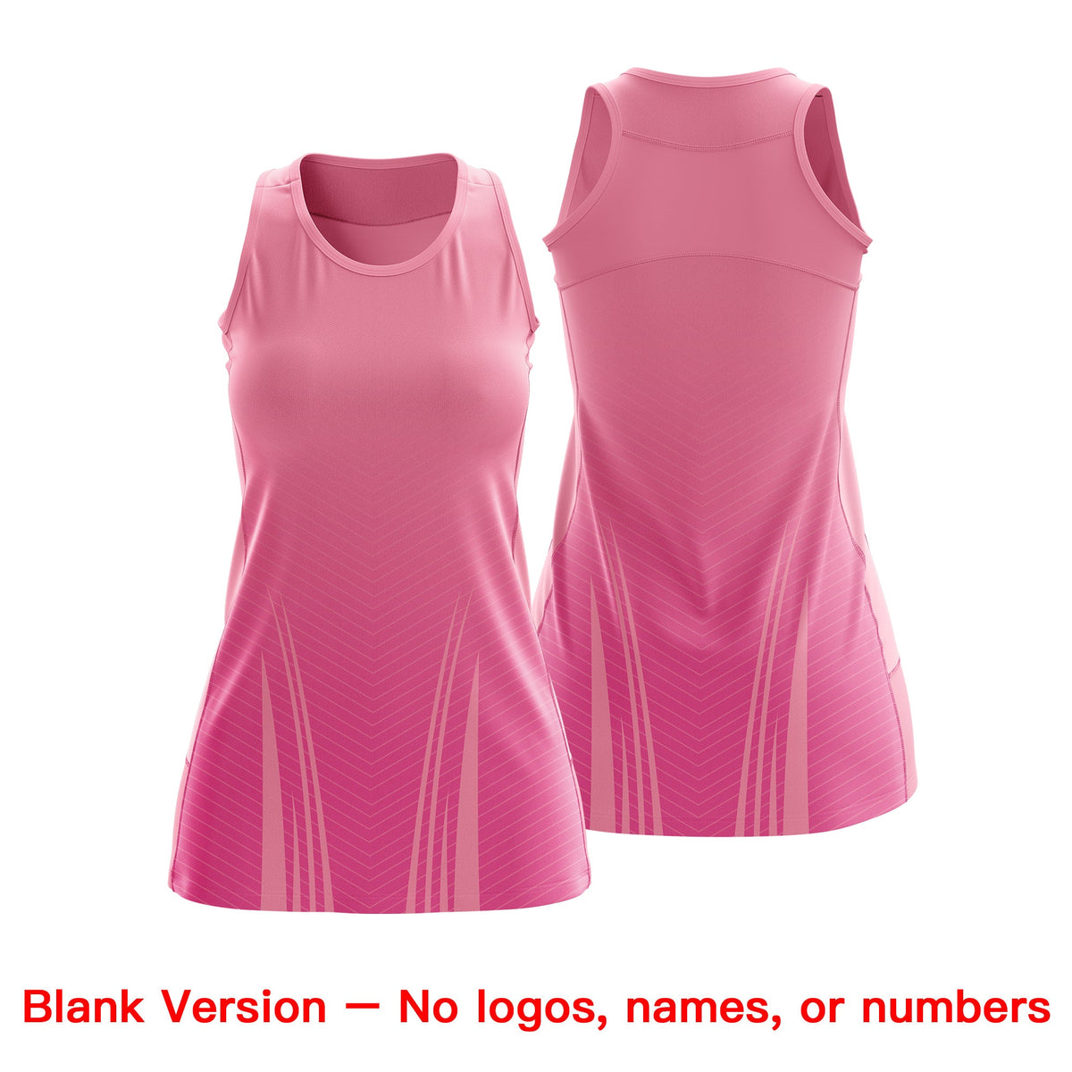 Custom Netball Dress Light Pink Pink for Women with V-Shaped Pinstripes Personalized Team Uniform