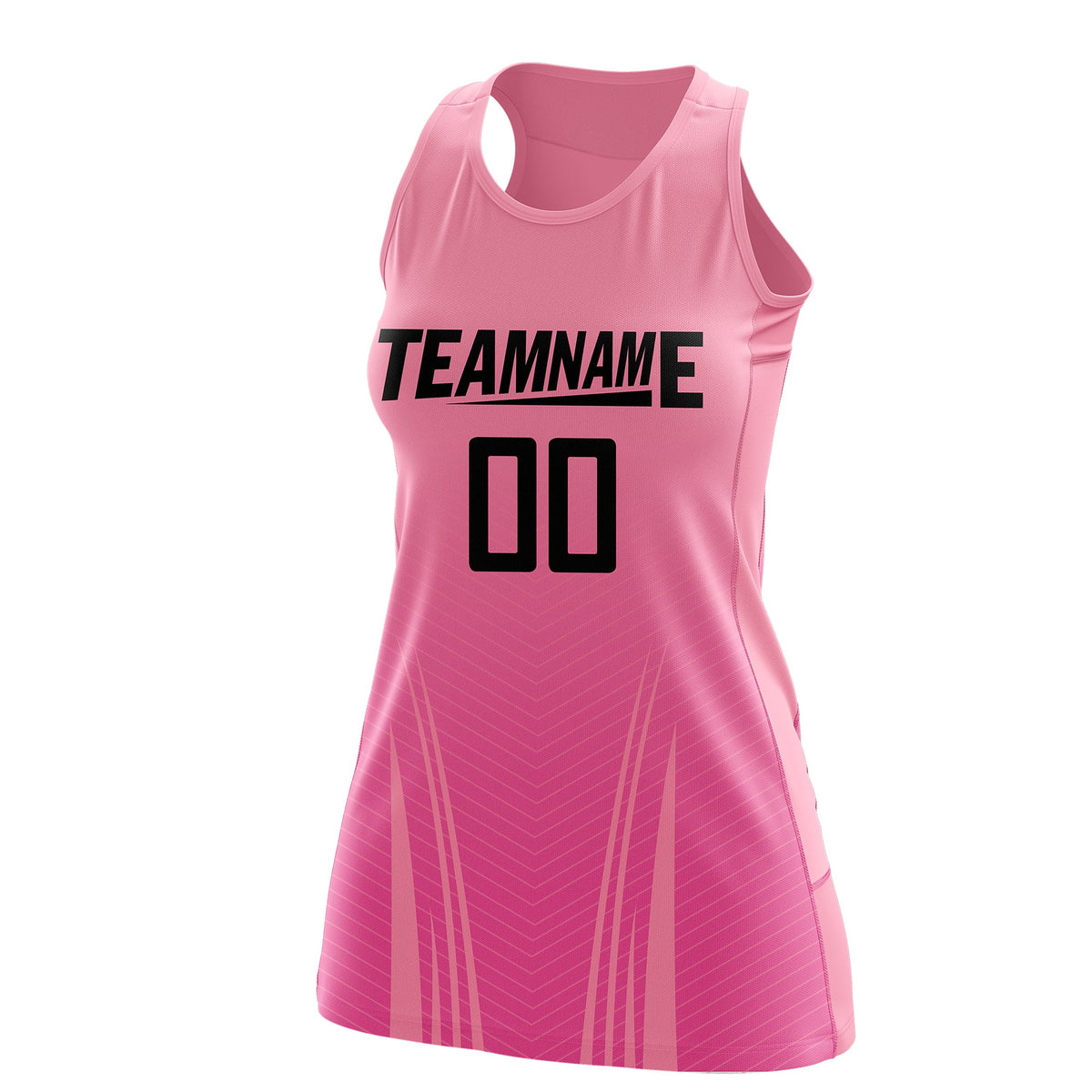Custom Netball Dress Light Pink Pink for Women with V-Shaped Pinstripes Personalized Team Uniform