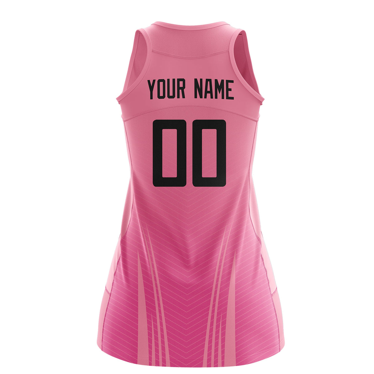 Custom Netball Dress Light Pink Pink for Women with V-Shaped Pinstripes Personalized Team Uniform