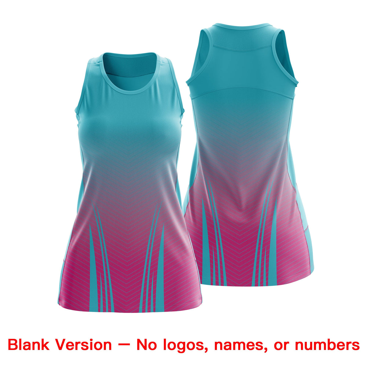 Custom Netball Dress Aqua Rose Red for Women with V-Shaped Pinstripes Personalized Team Uniform