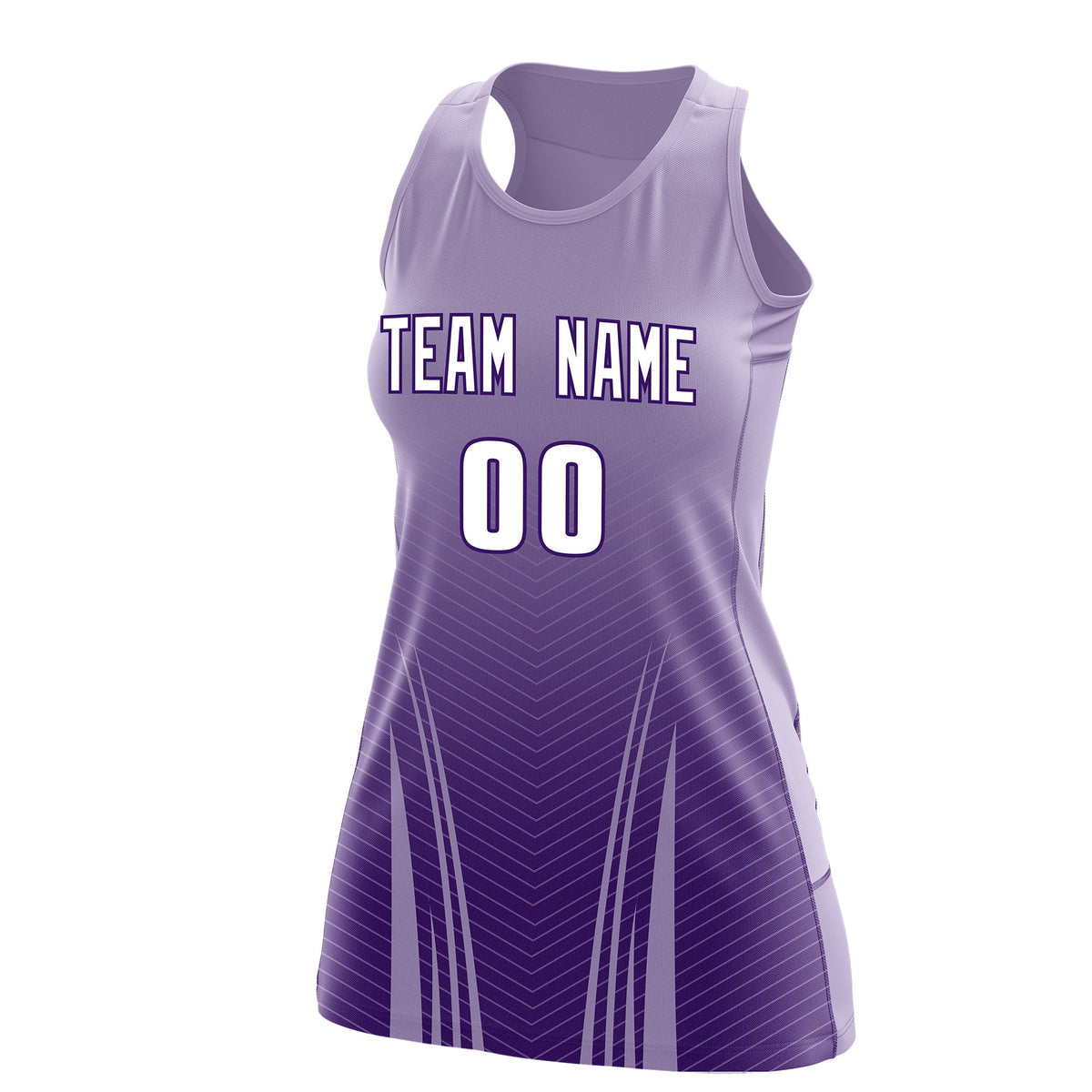 Custom Netball Dress Light Purple Purple for Women with V-Shaped Pinstripes Personalized Team Uniform